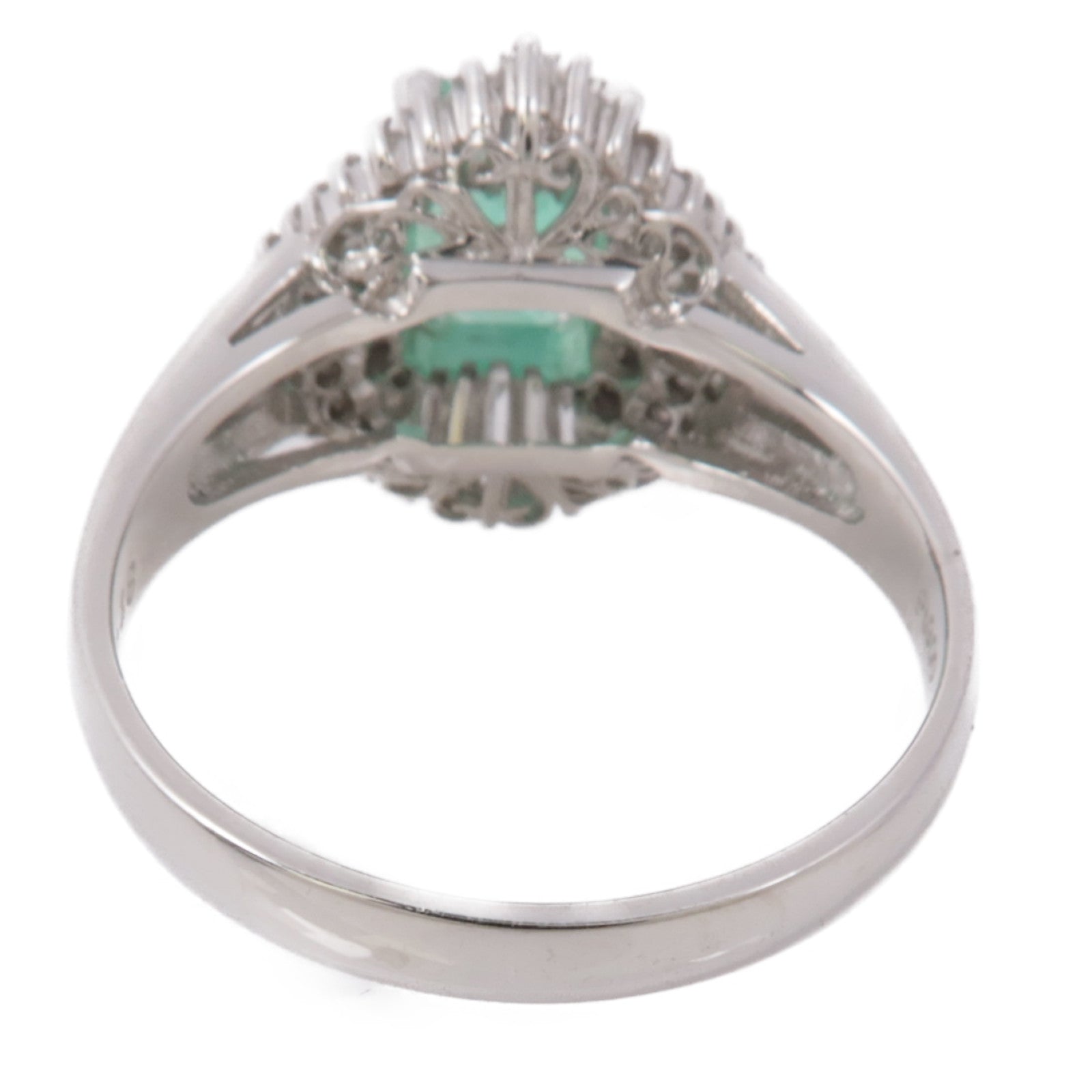 JEWELRY PT900鉑金Emerald/Diamond Ring綠寶石/鑽石戒指US#6.75