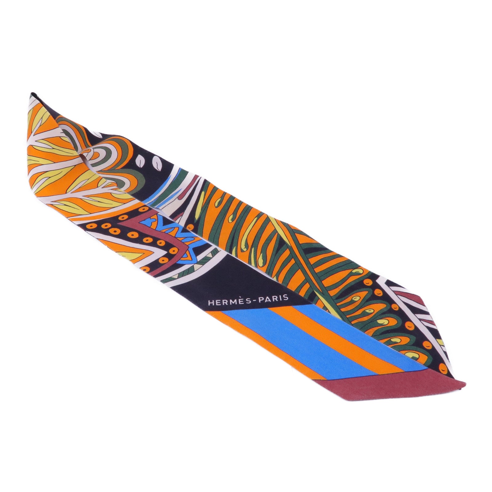 HERMES Twilly Scarf Scarves Silk Orange Multicolor
