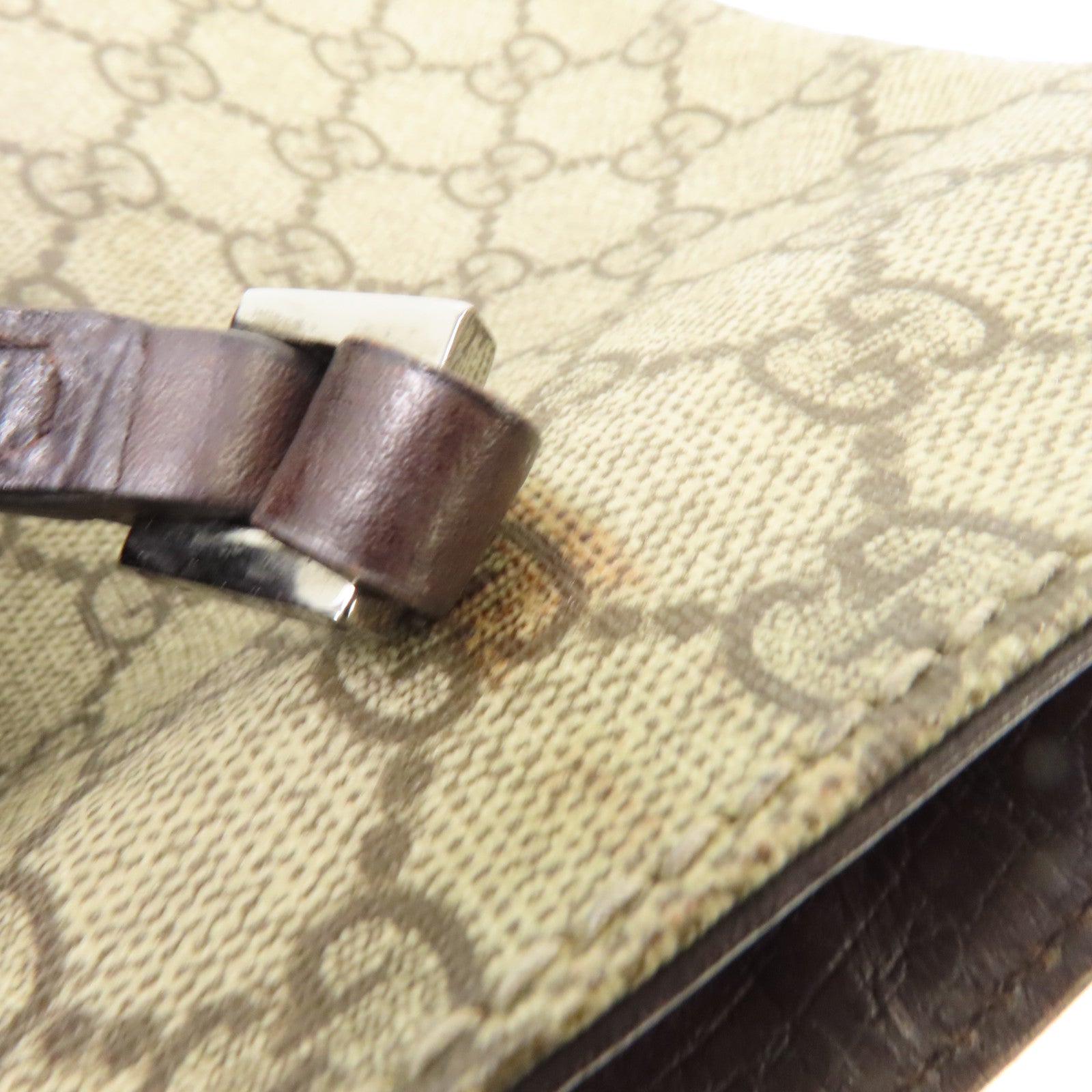 GUCCI 塗層帆布Tote Bag銀扣手挽袋灰色