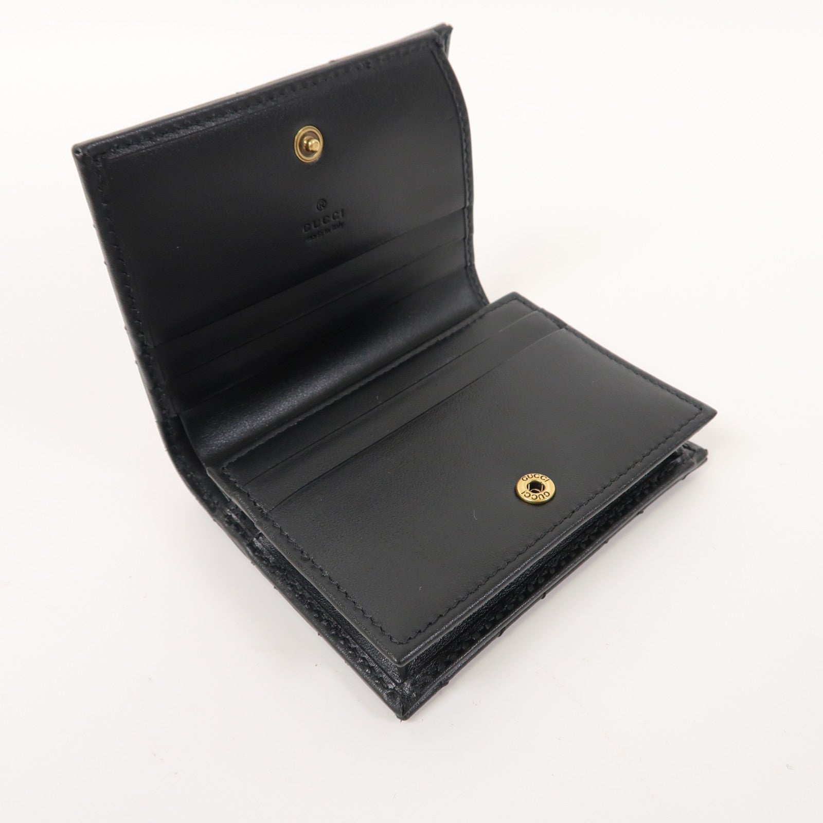 GUCCI 斜紋牛皮皮革Wallet金扣錢包黑色