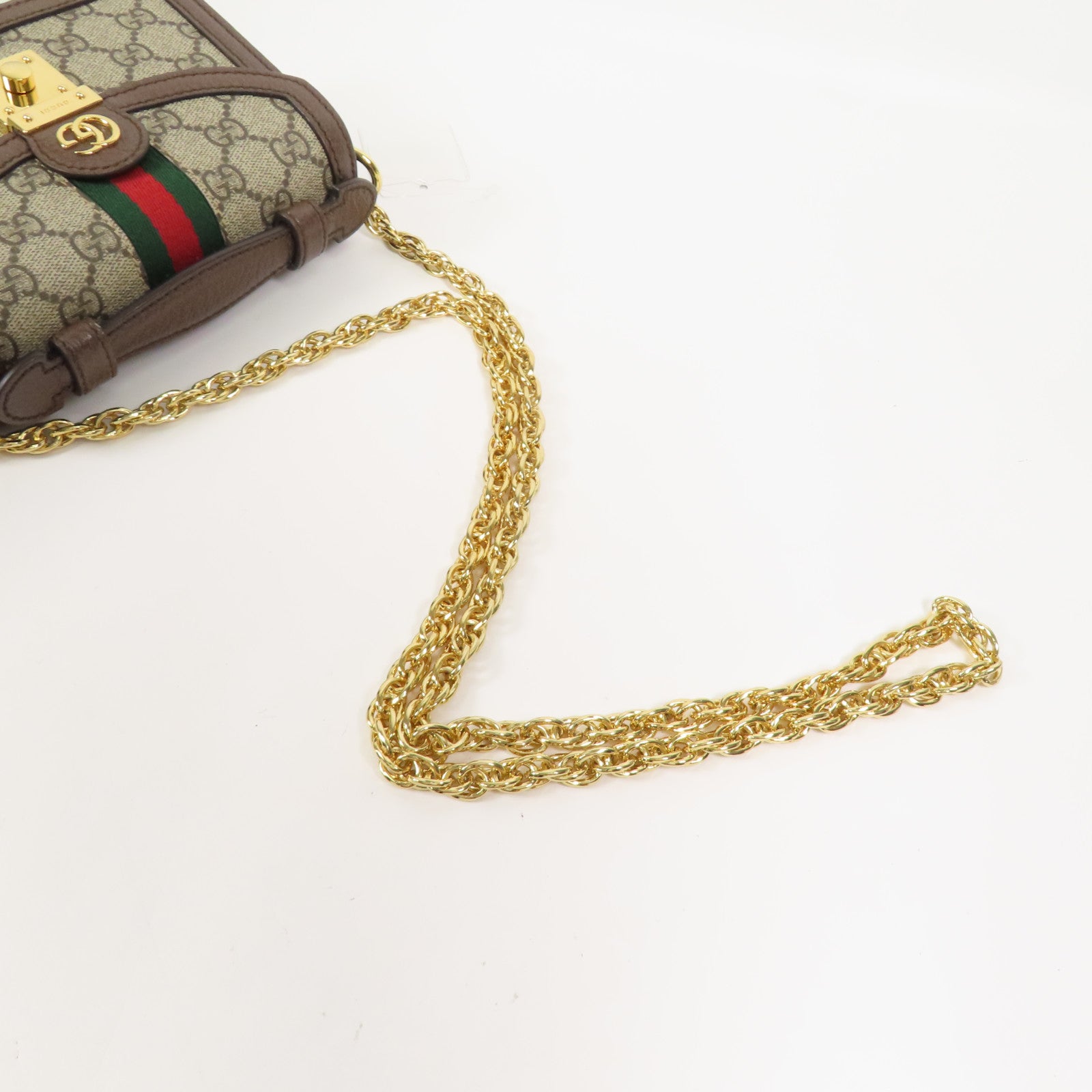 GUCCI 塗層帆布/牛皮皮革Ophidia Mini Top Handle Bag金扣手挽肩背兩用袋