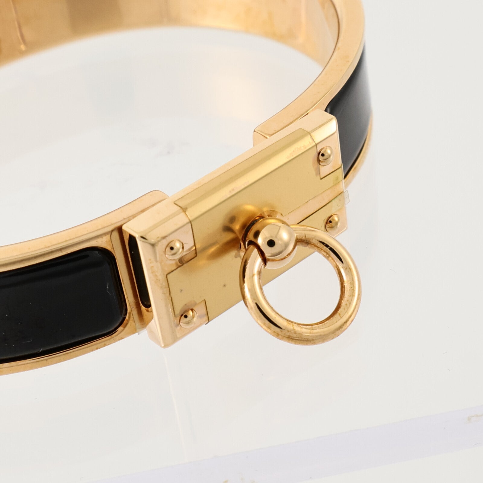 HERMES 金屬/琺瑯Clic Anneau手鐲Black