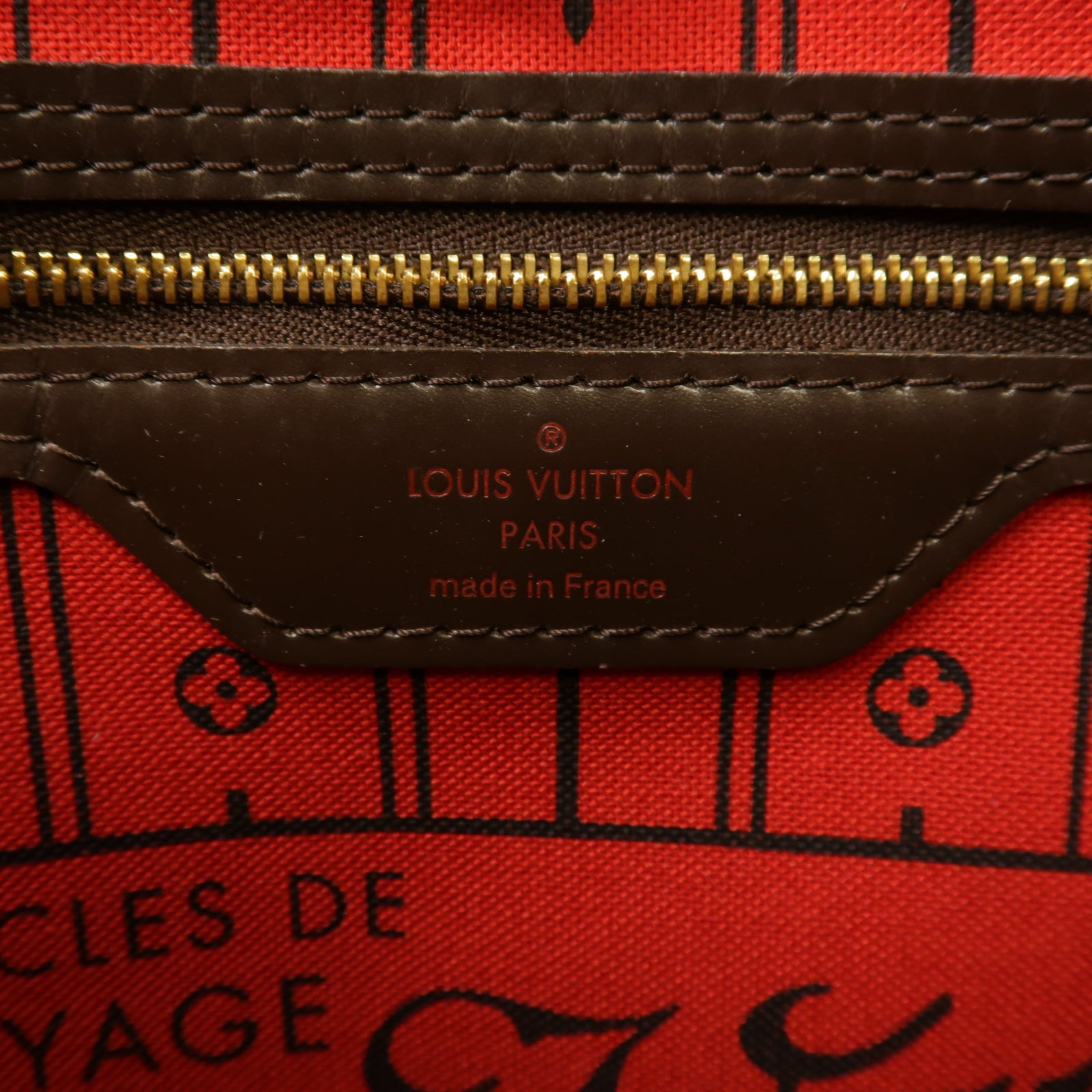 LOUIS VUITTON 【激減優惠】Damier Neverfull MM金扣手挽袋啡色
