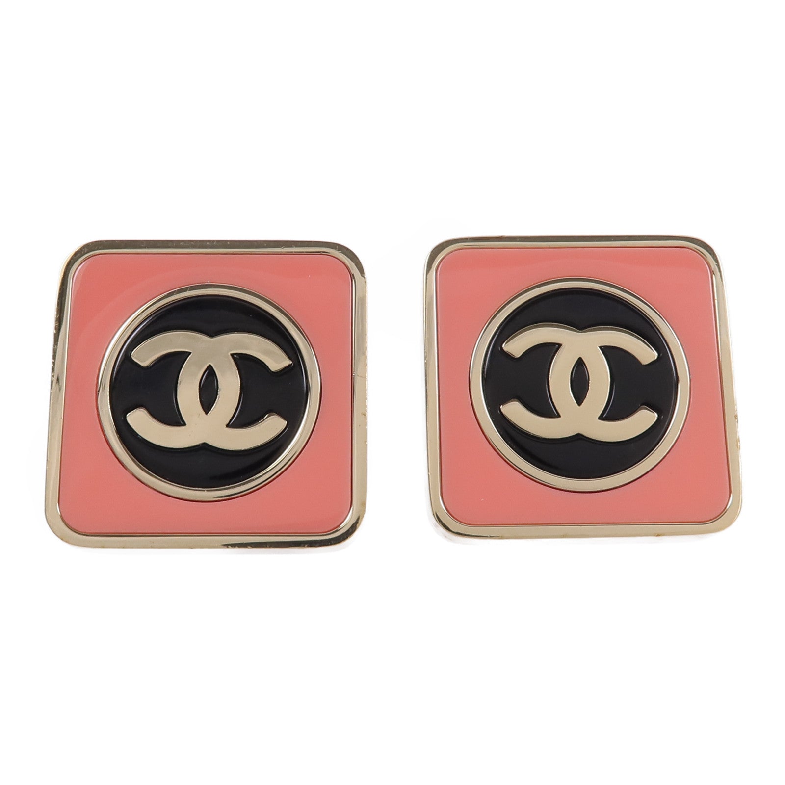 CHANEL 金屬/琺瑯COCO Mark Square Stud Earrings耳環