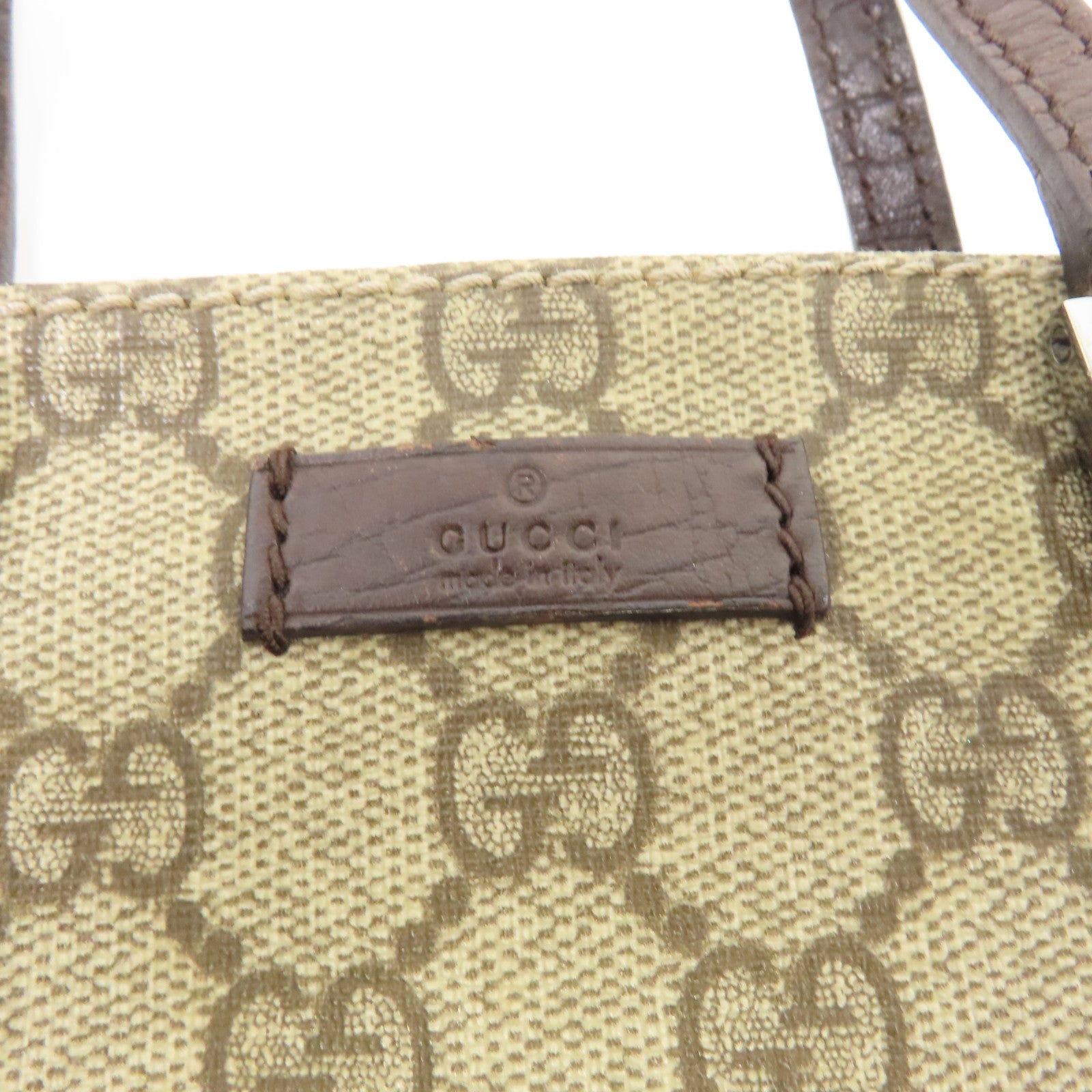 GUCCI 塗層帆布Tote Bag銀扣手挽袋灰色