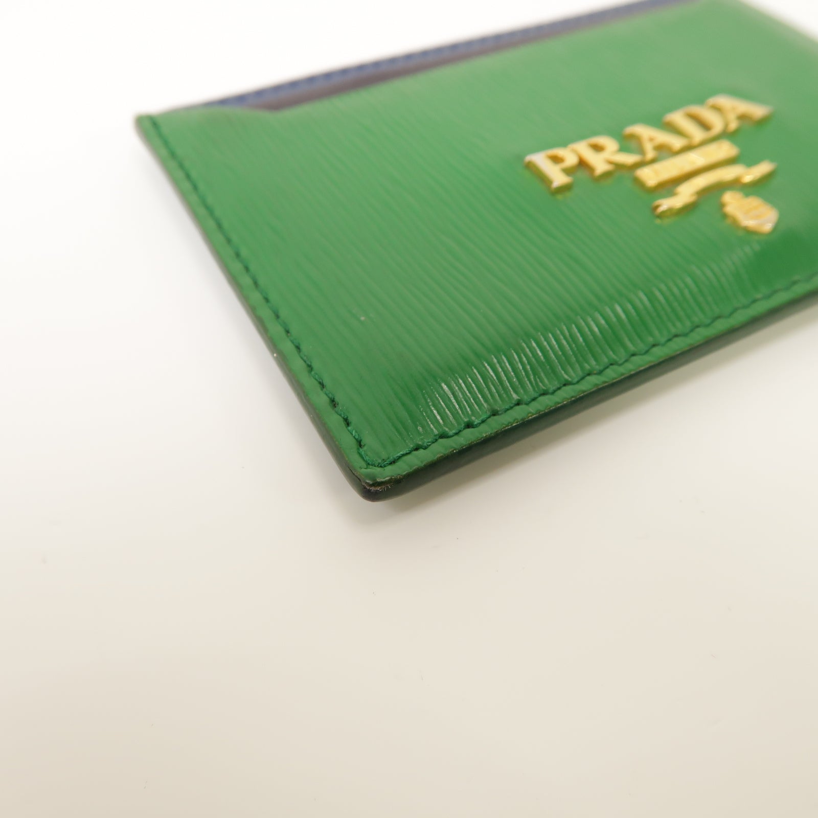 PRADA 皮革Card Case金扣卡片套綠色