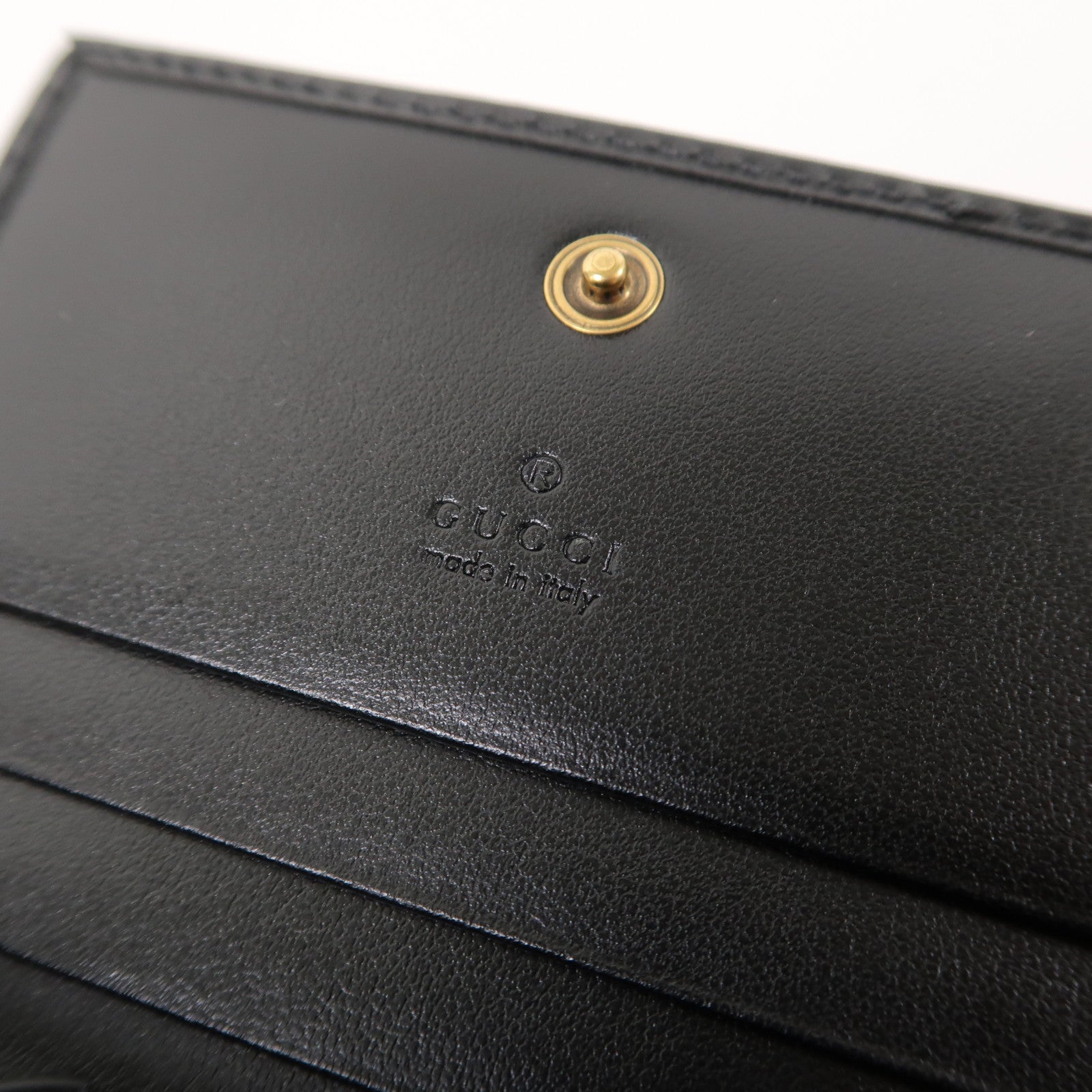 GUCCI 斜紋牛皮皮革Wallet金扣錢包黑色