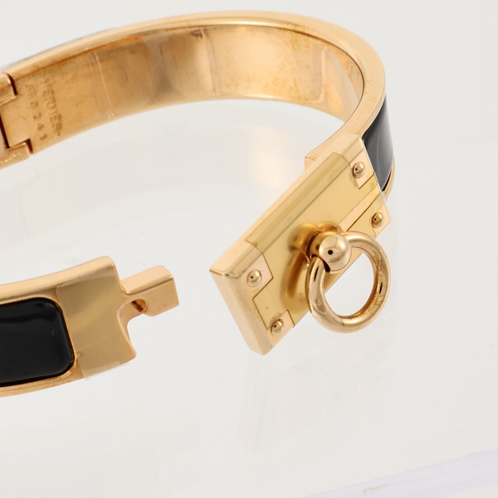 HERMES 金屬/琺瑯Clic Anneau手鐲Black