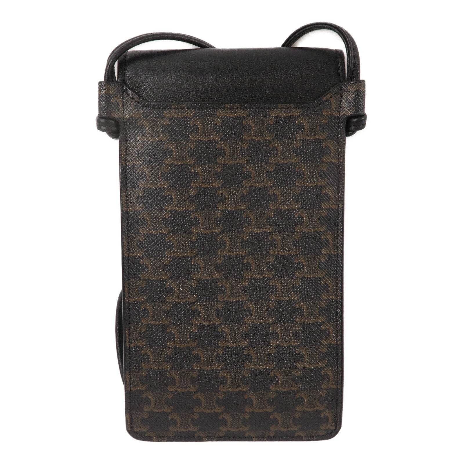 CELINE 牛皮皮革/塗層帆布Triomphe Phone Pouch with Flap肩背袋