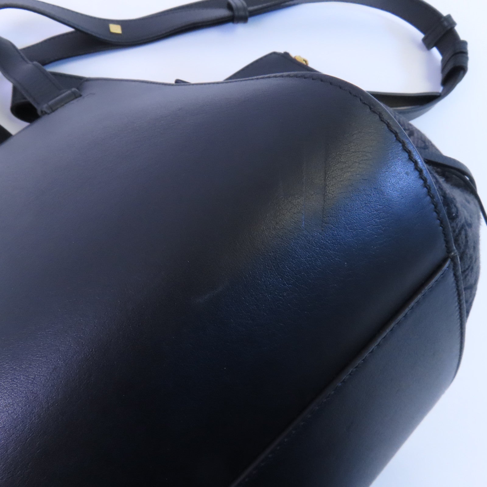 LOEWE 帆布/牛皮皮革Hammock Medium金扣手挽肩背兩用袋