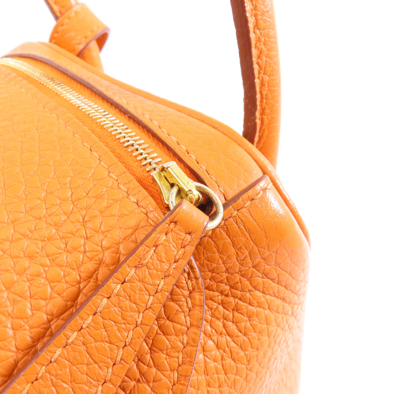 HERMES 【激減優惠】Clemence皮革Lindy 26金扣手挽肩背兩用袋Orange/橙色