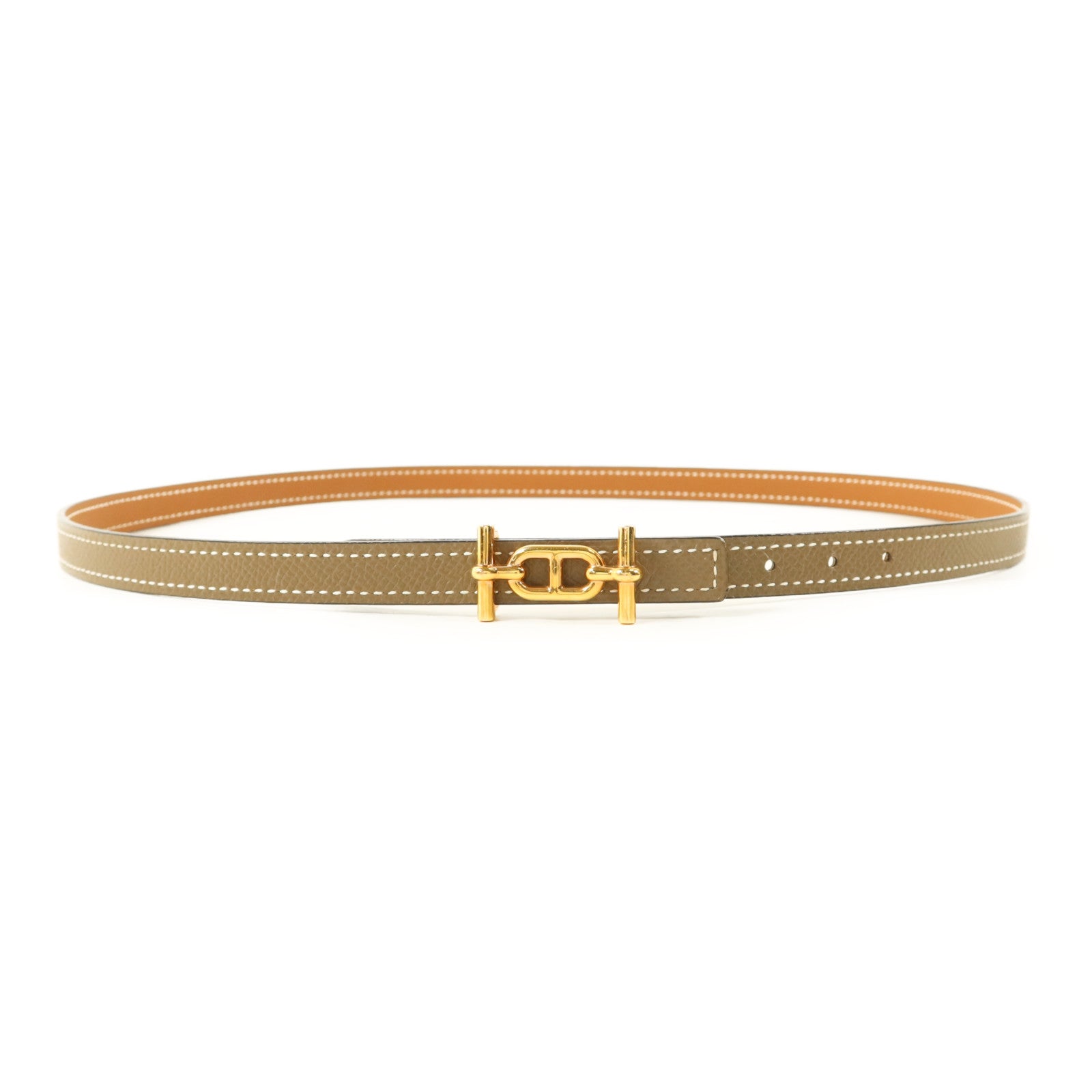 HERMES Epsom皮革Gamma Reversible Belt 75cm皮帶Etoupe