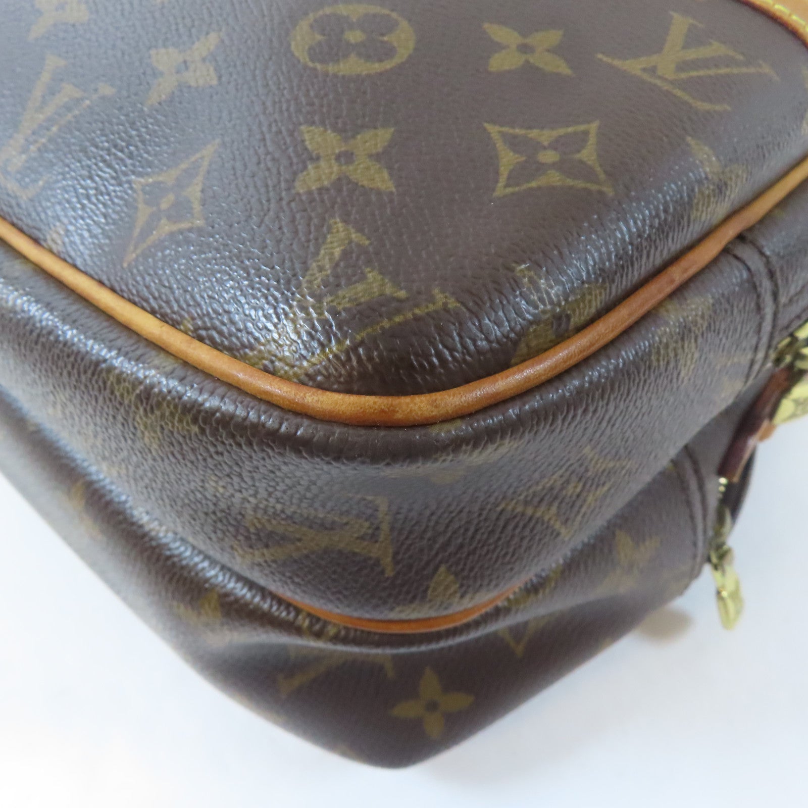 LOUIS VUITTON Monogram Reporter PM金扣肩背袋啡色