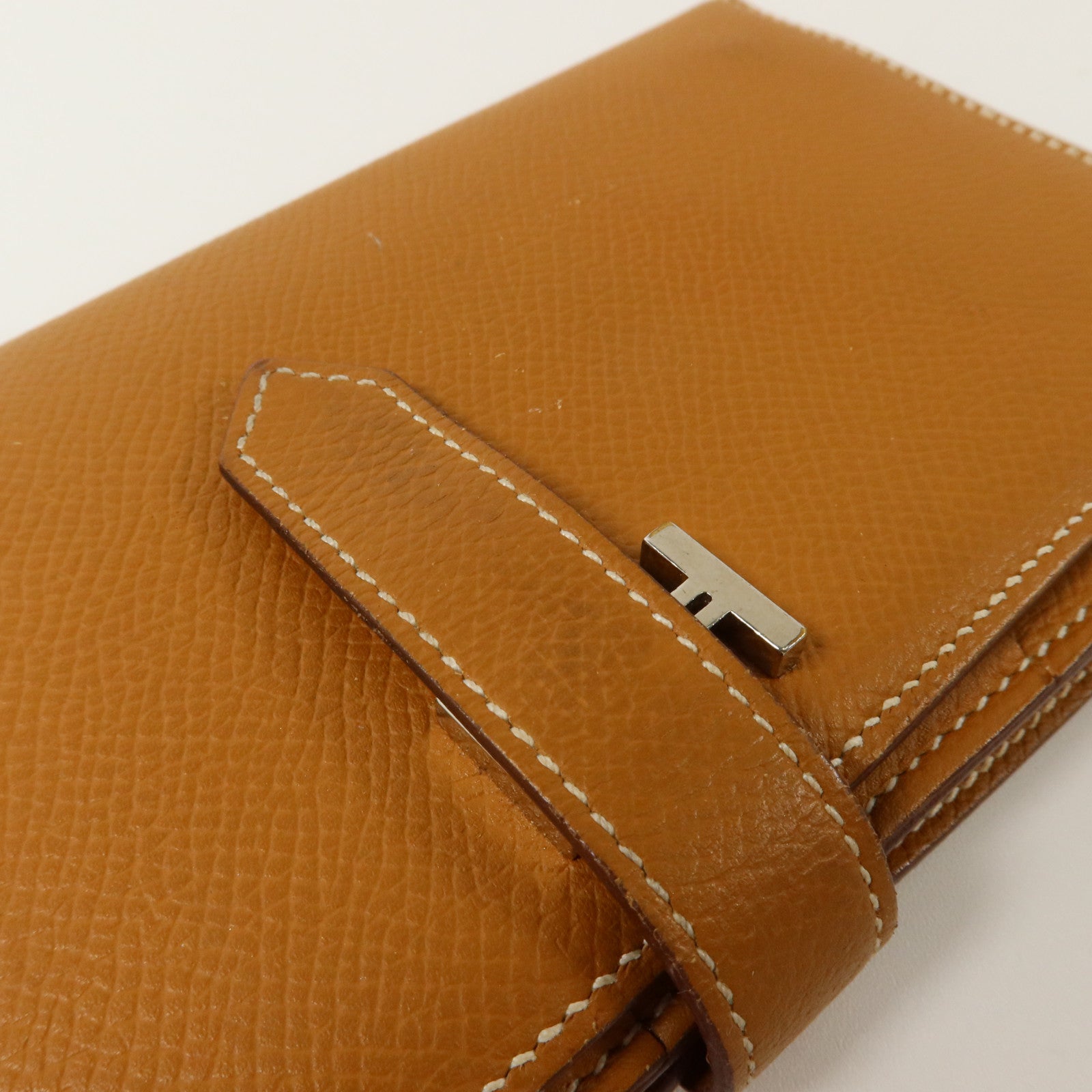 HERMES Epsom皮革Bearn Long Wallet銀扣長錢包Gold