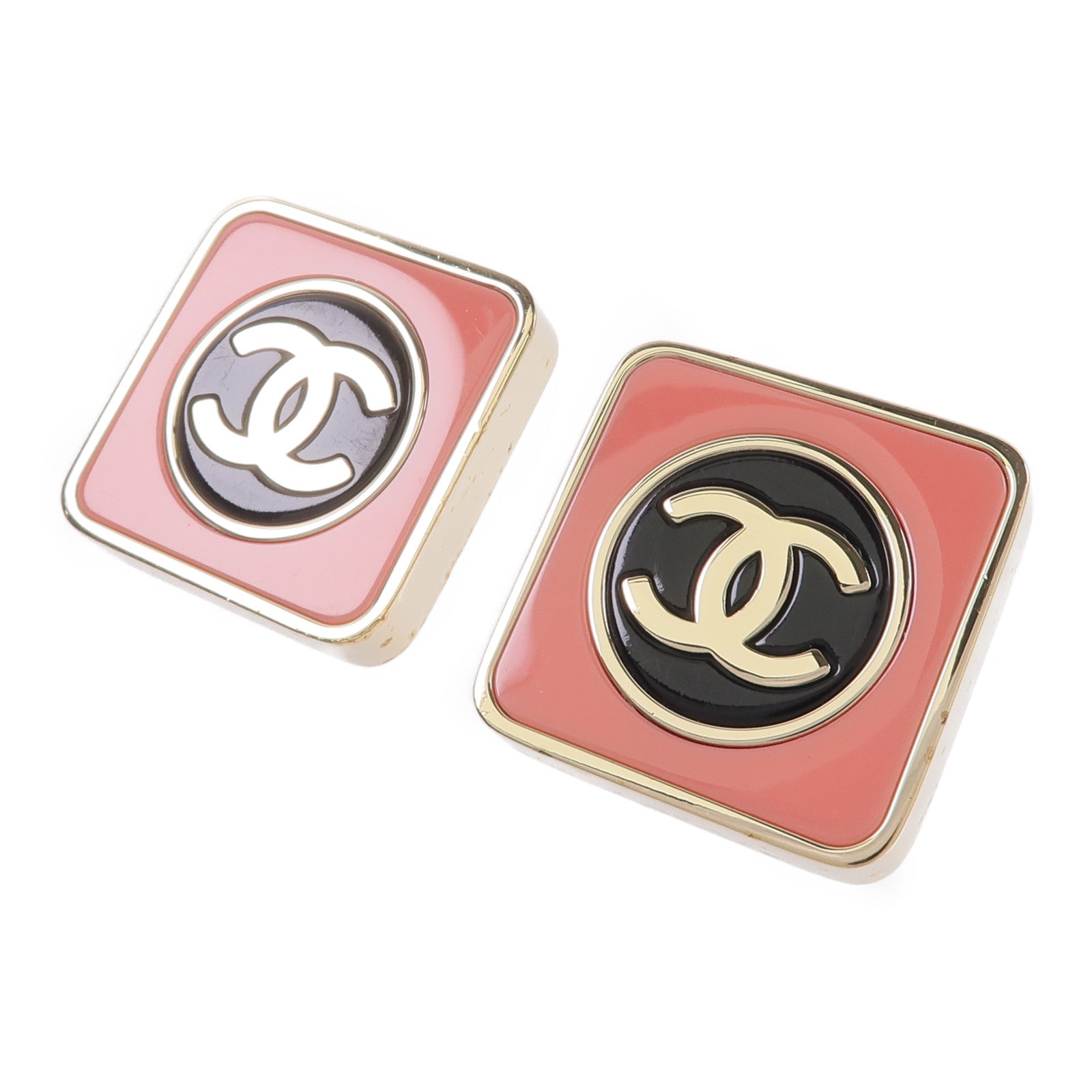 CHANEL 金屬/琺瑯COCO Mark Square Stud Earrings耳環