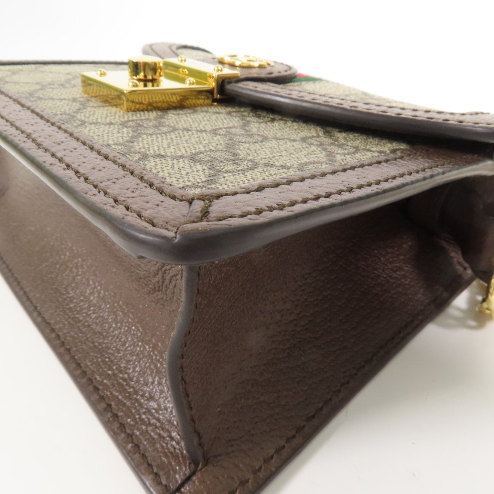 GUCCI 塗層帆布/牛皮皮革Ophidia Mini Top Handle Bag金扣手挽肩背兩用袋