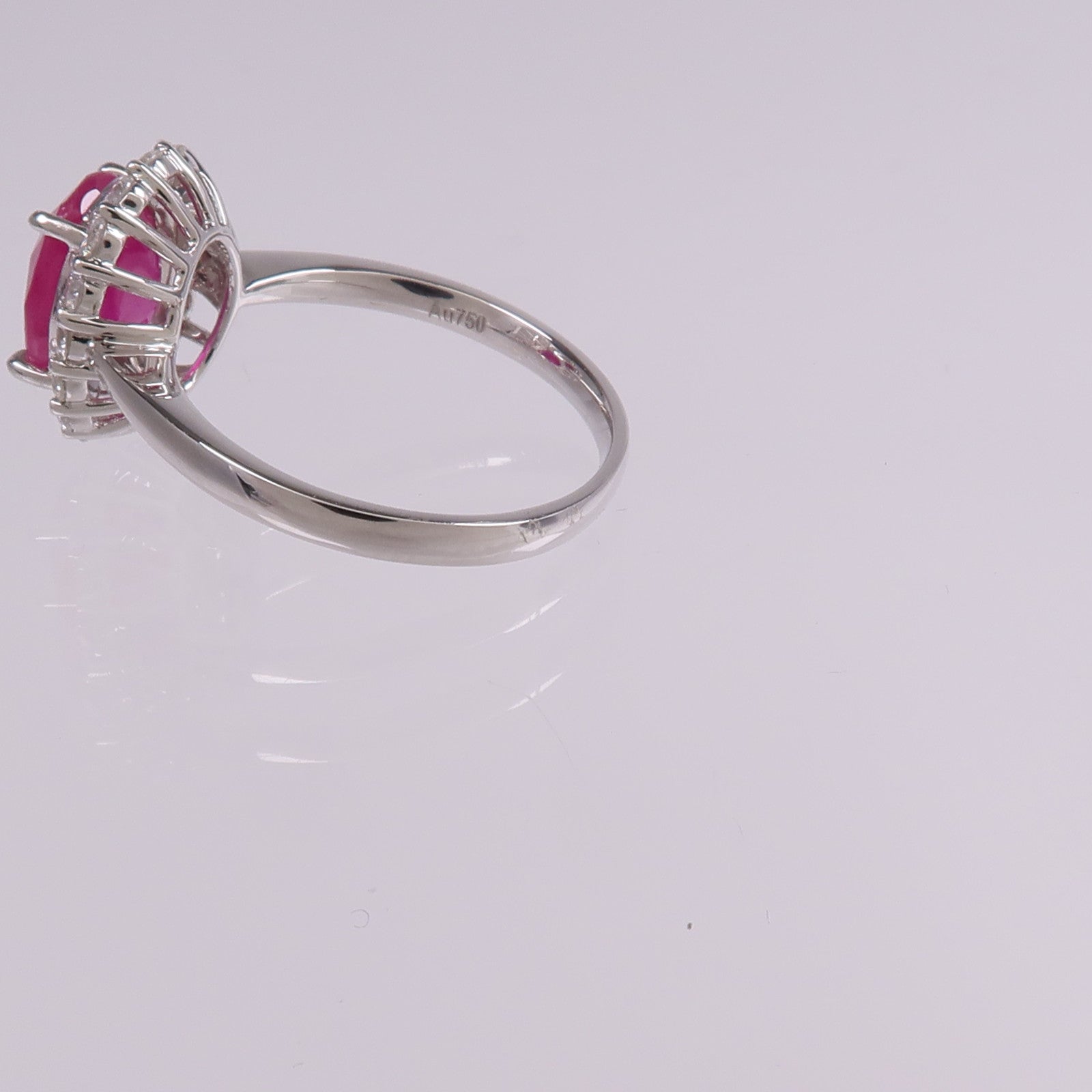JEWELRY 18K白金Ruby Diamond Ring紅寶石/鑽石戒指US#6