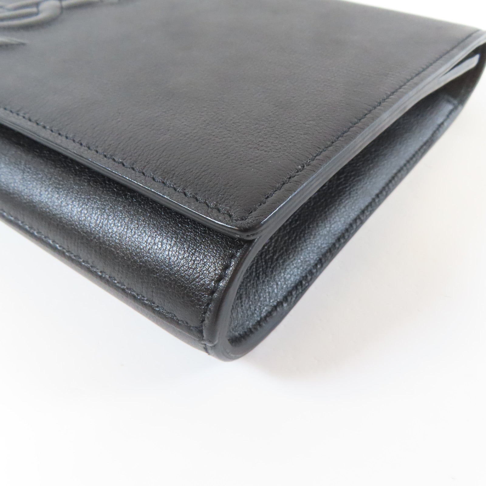 SAINT LAURENT 牛皮皮革Cult金扣手拿包黑色