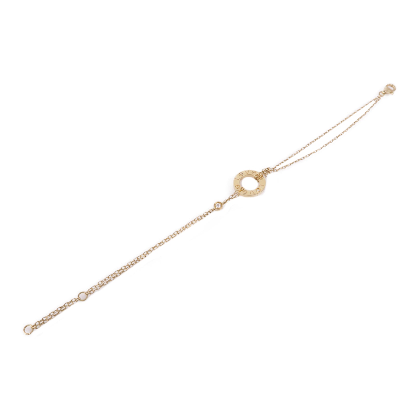 CARTIER 【激減優惠】18K黃金Love Bracelet On Chain 2 Diamonds鑽石手鏈
