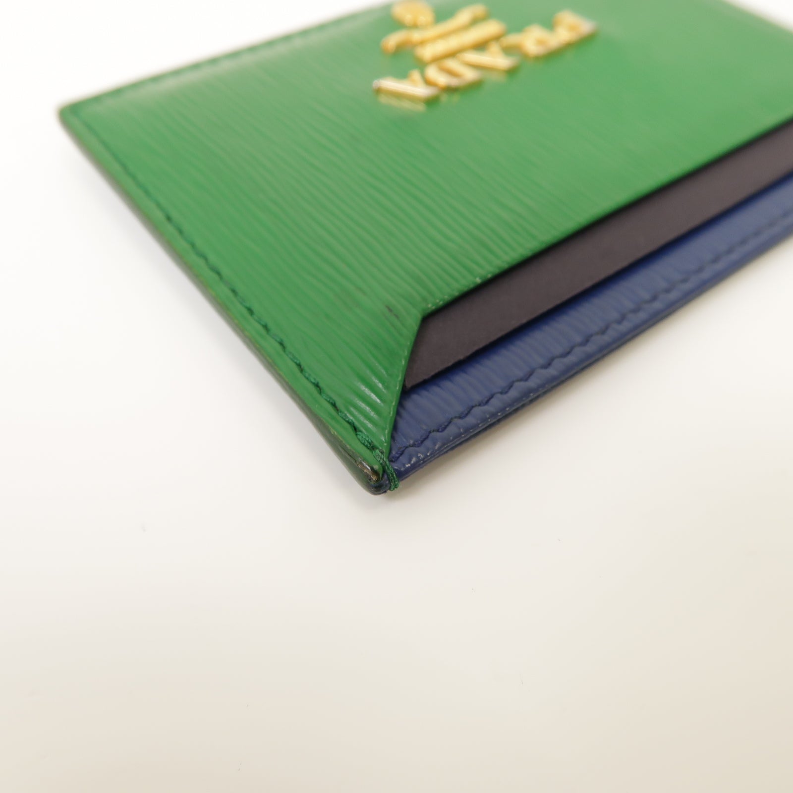 PRADA 皮革Card Case金扣卡片套綠色