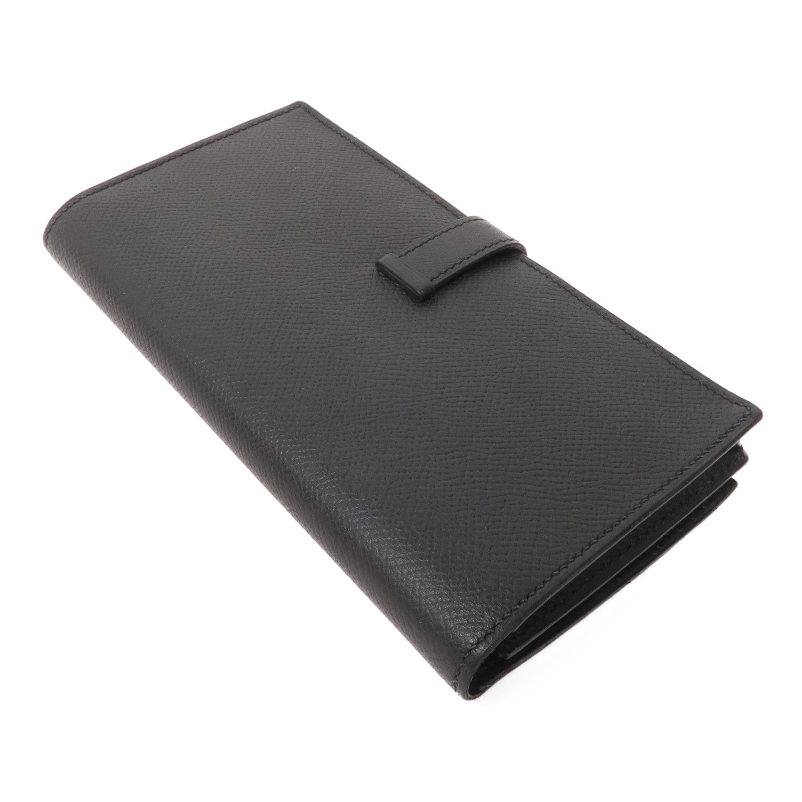 HERMES Epsom皮革Bearn Wallet銀扣長錢包Noir