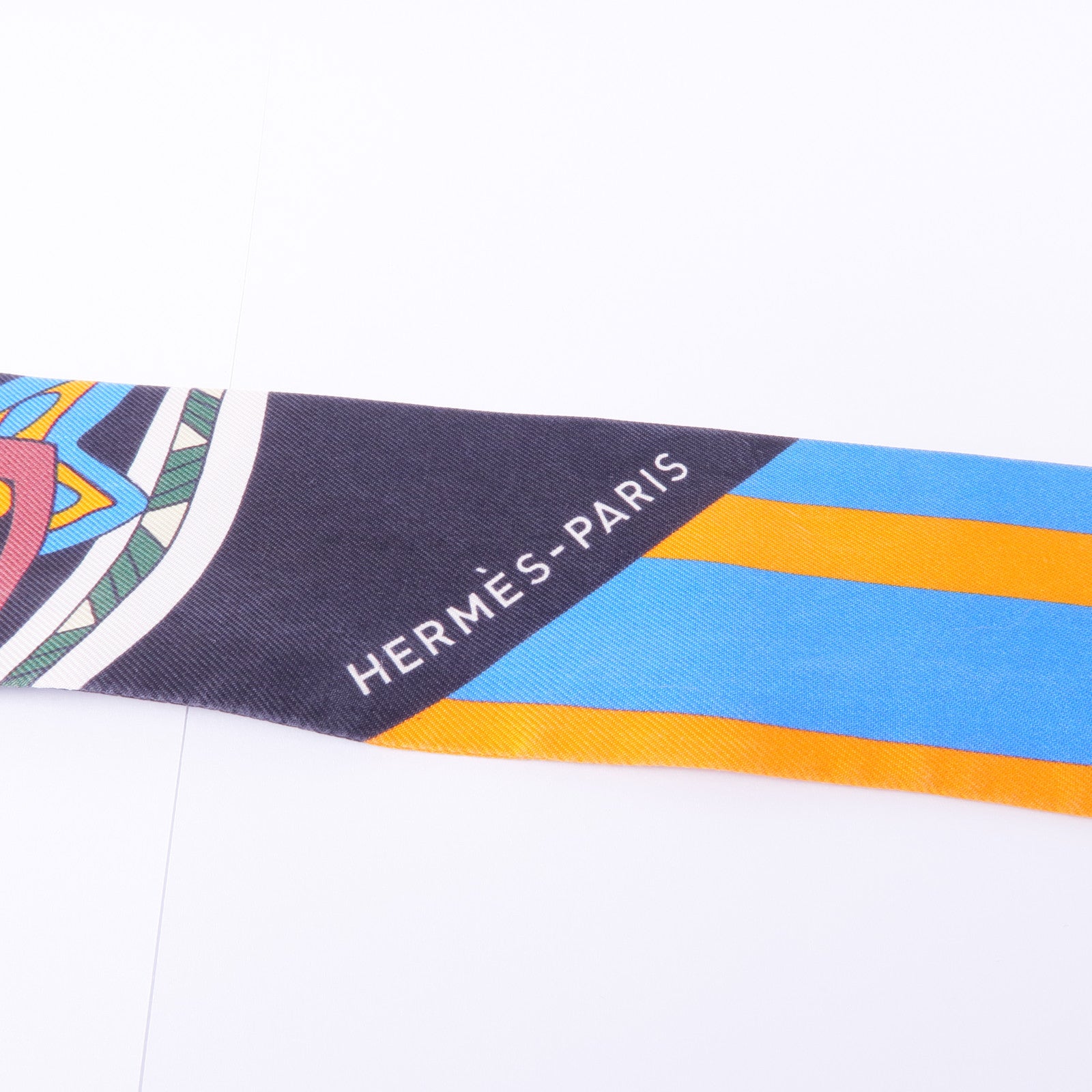 HERMES Twilly Scarf Scarves Silk Orange Multicolor