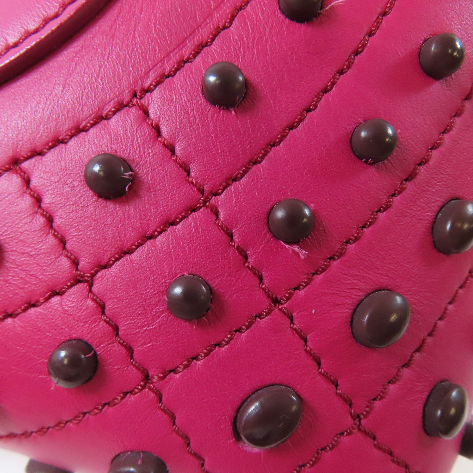 TOD’S 牛皮皮革2 Way Shoulder Bag銀扣手挽肩背兩用袋桃紅色