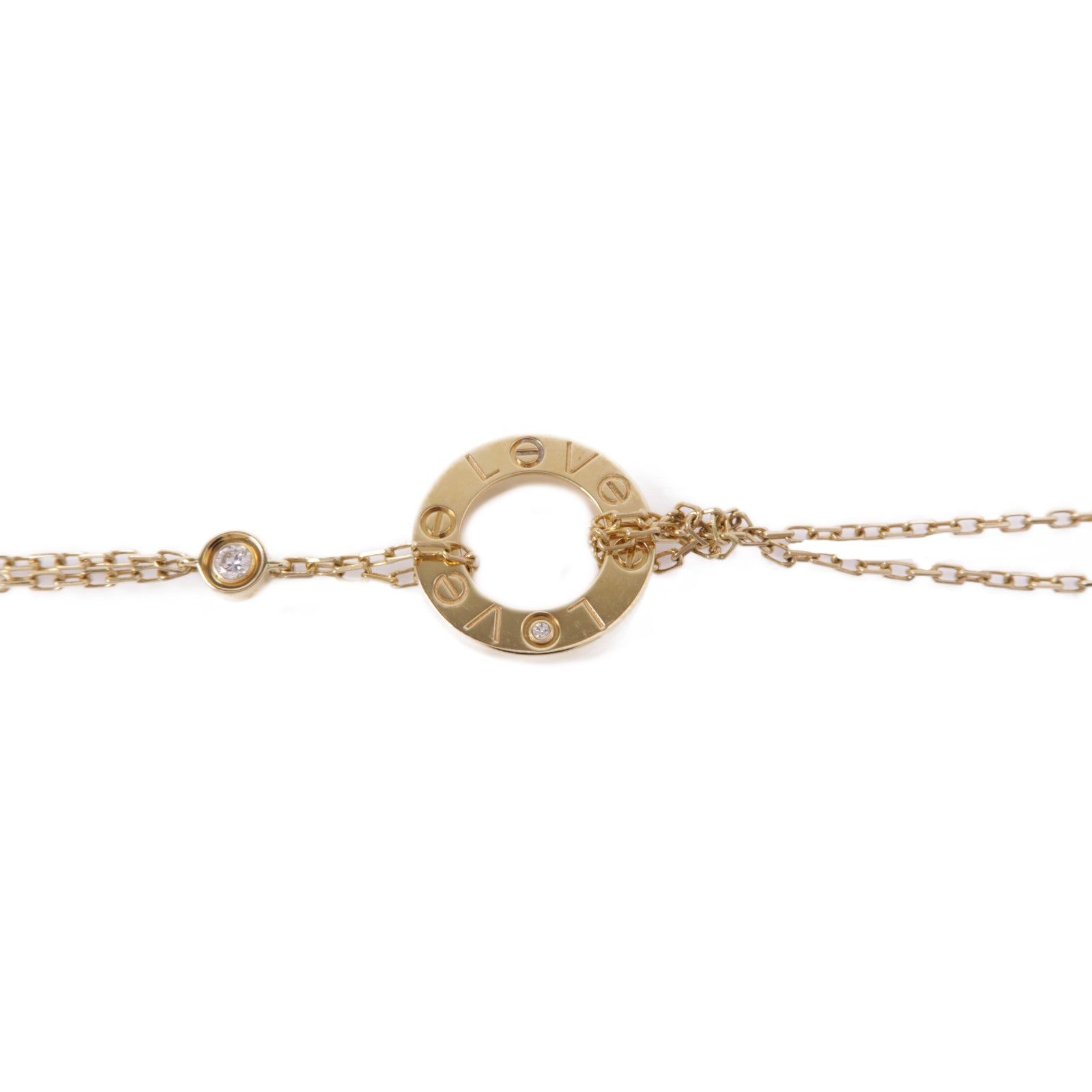 CARTIER 18K黃金Love Bracelet On Chain 2 Diamonds鑽石手鏈