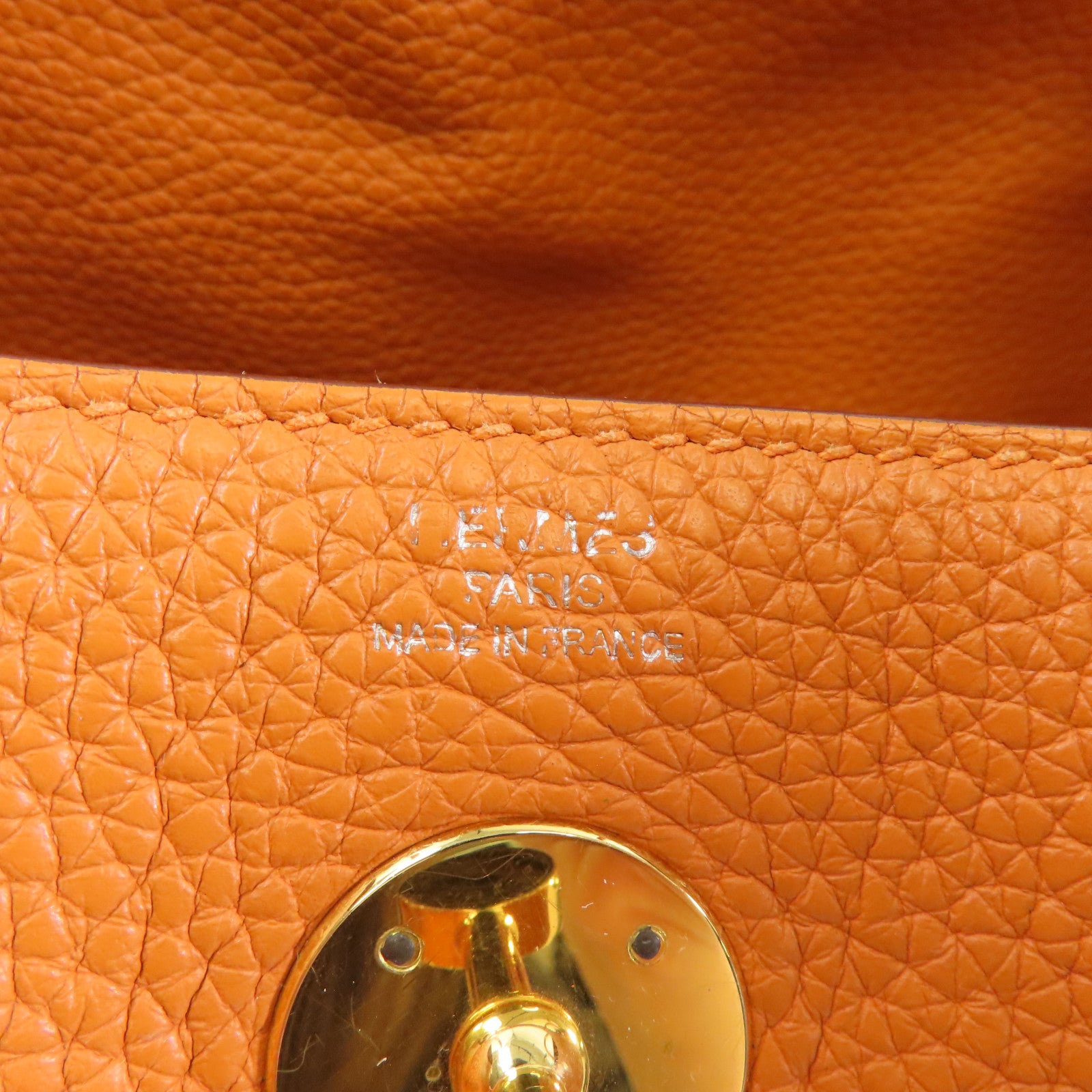 HERMES 【激減優惠】Clemence皮革Lindy 26金扣手挽肩背兩用袋Orange/橙色