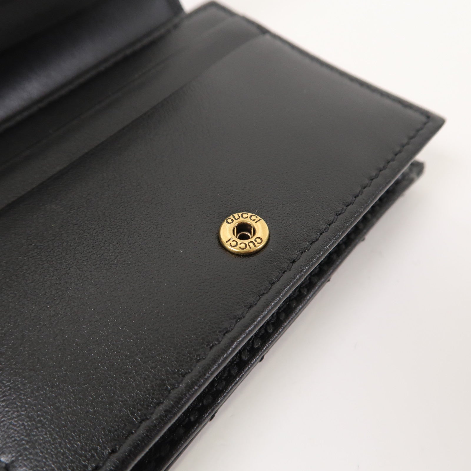 GUCCI 斜紋牛皮皮革Wallet金扣錢包黑色