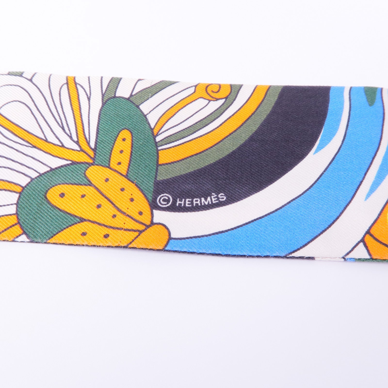 HERMES Twilly Scarf Scarves Silk Orange Multicolor