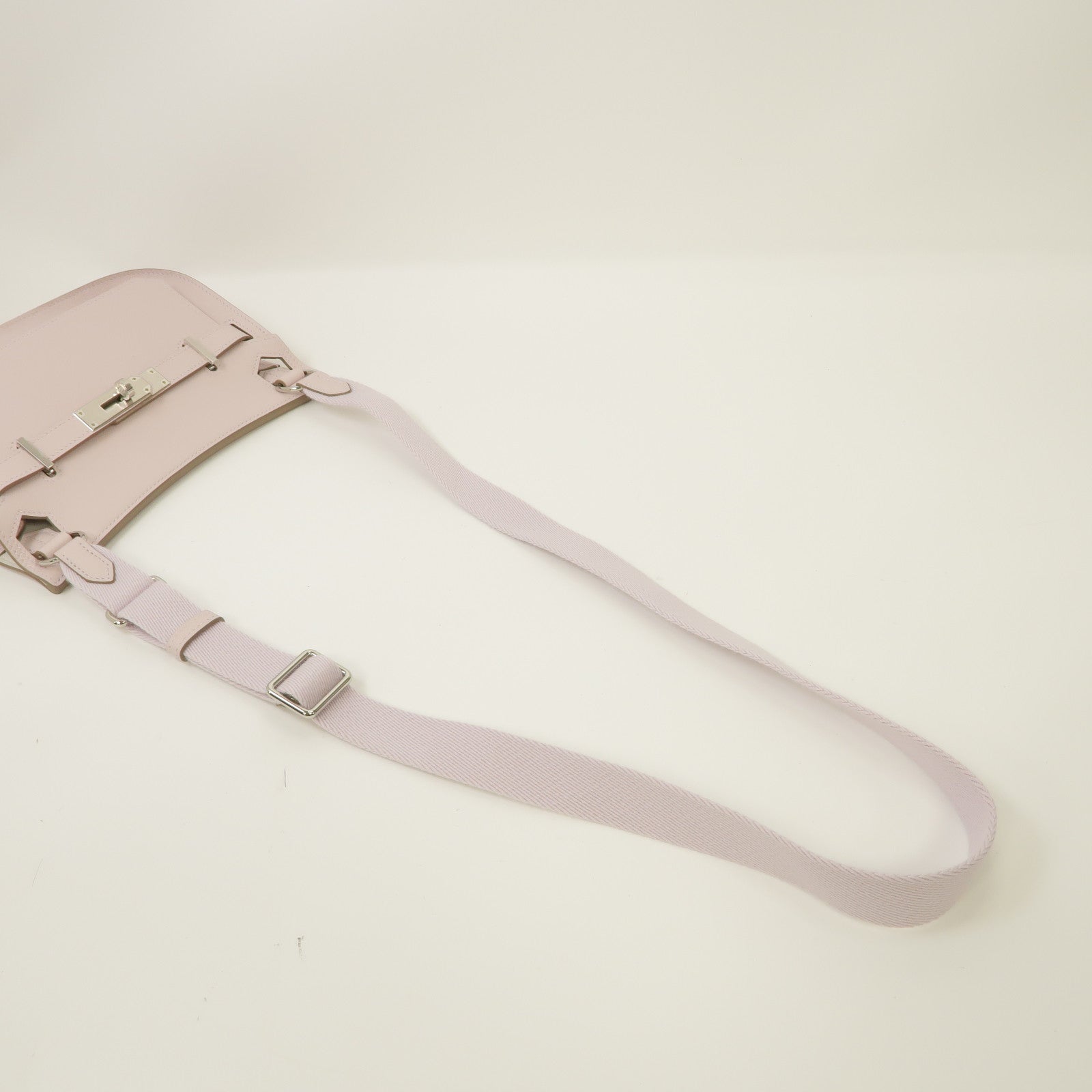 HERMES Evercolor皮革Jypsiere Mini銀扣肩背袋淡紫色