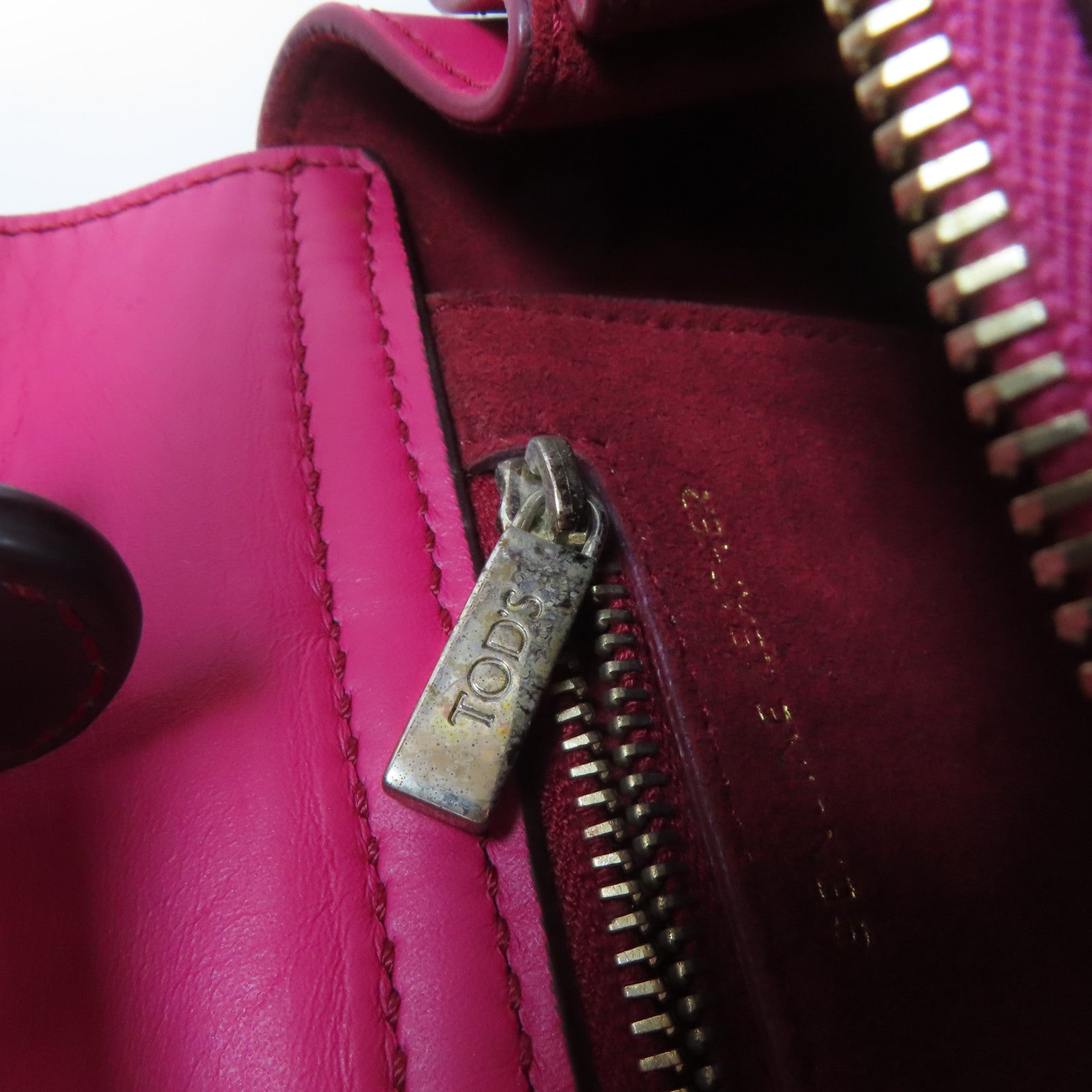 TOD’S 牛皮皮革2 Way Shoulder Bag銀扣手挽肩背兩用袋桃紅色