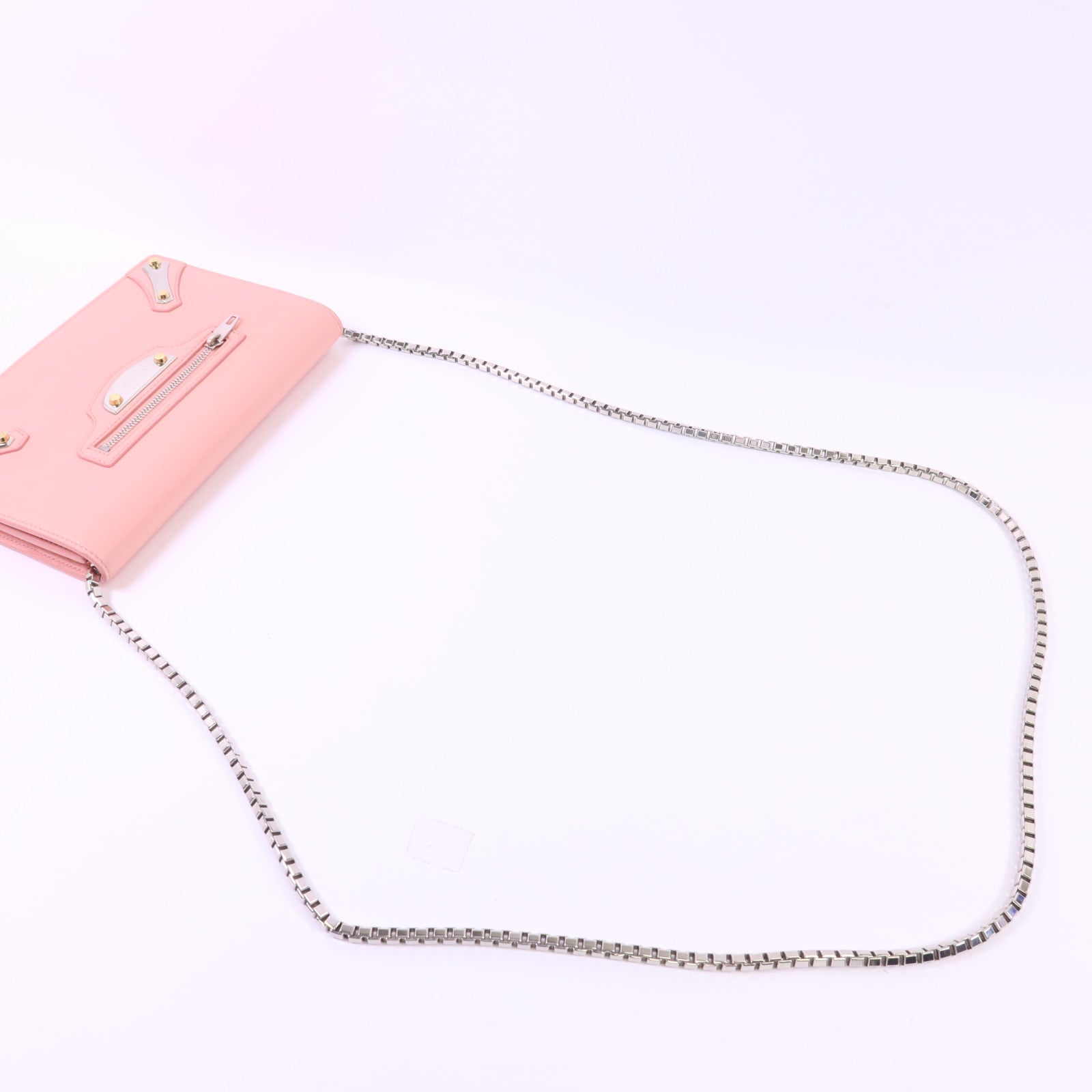 BALENCIAGA 牛皮皮革Shoulder Bag銀扣鏈帶肩背袋