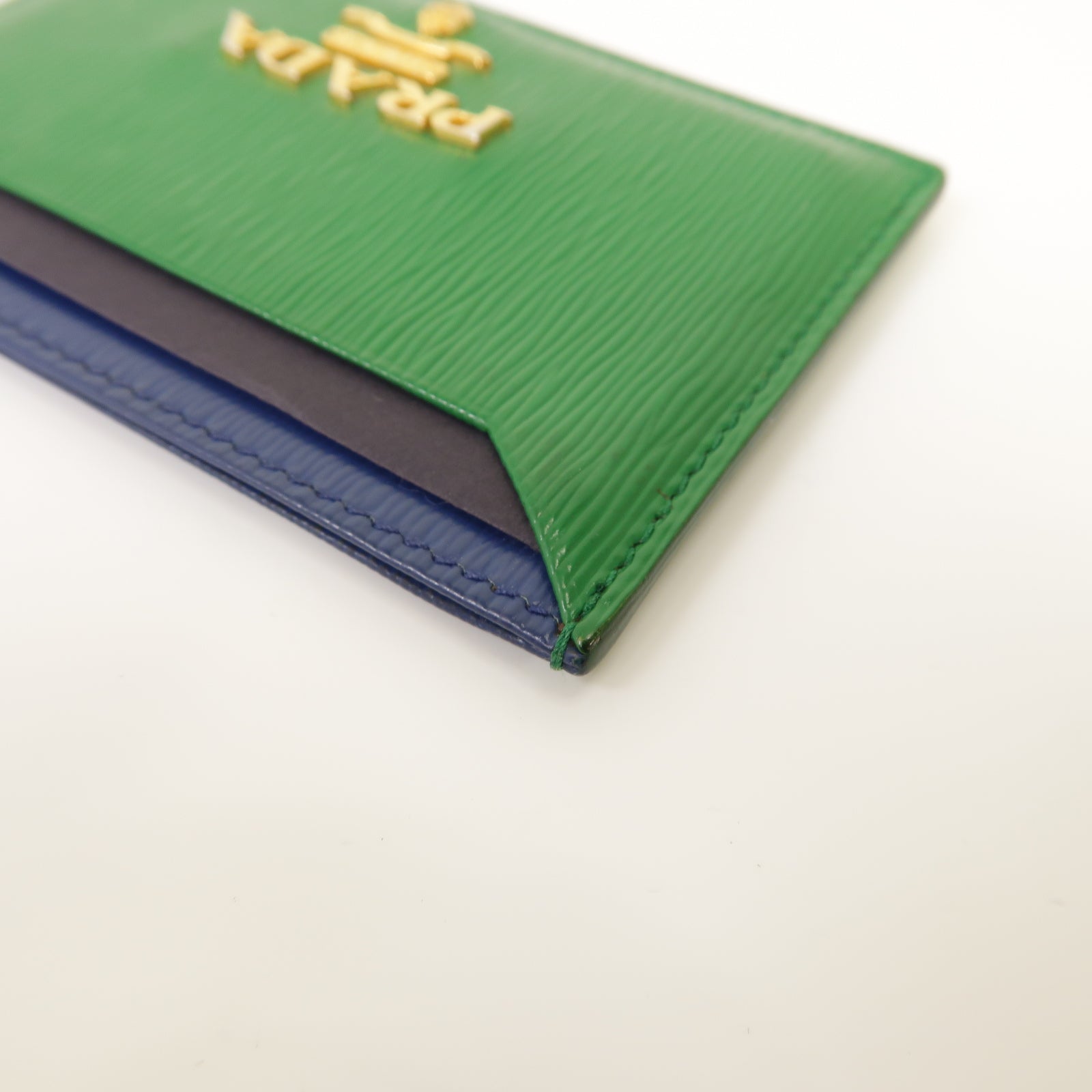 PRADA 皮革Card Case金扣卡片套綠色