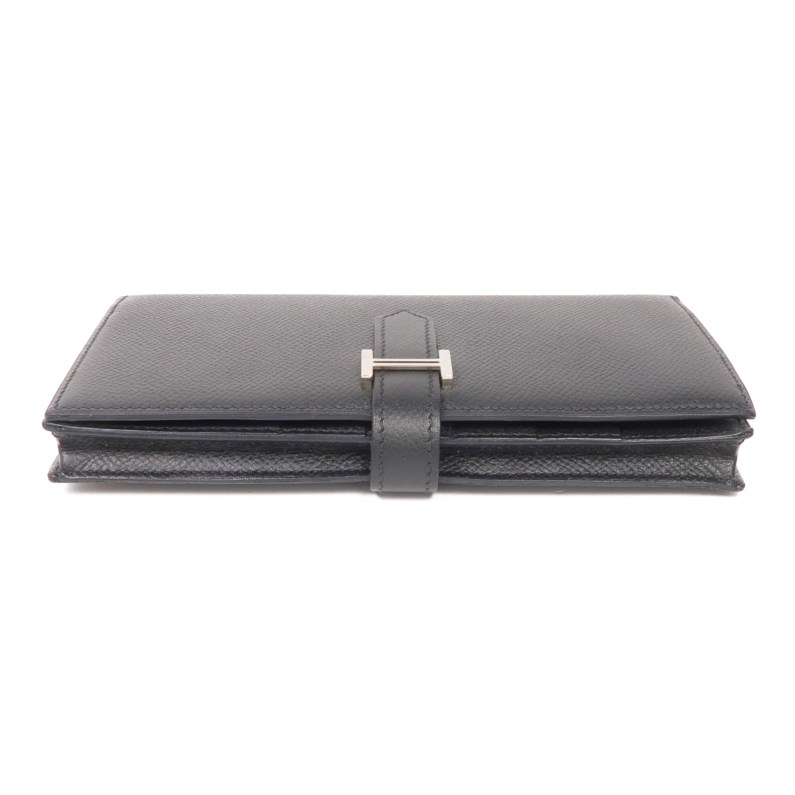 HERMES Epsom皮革Bearn Wallet銀扣長錢包Noir