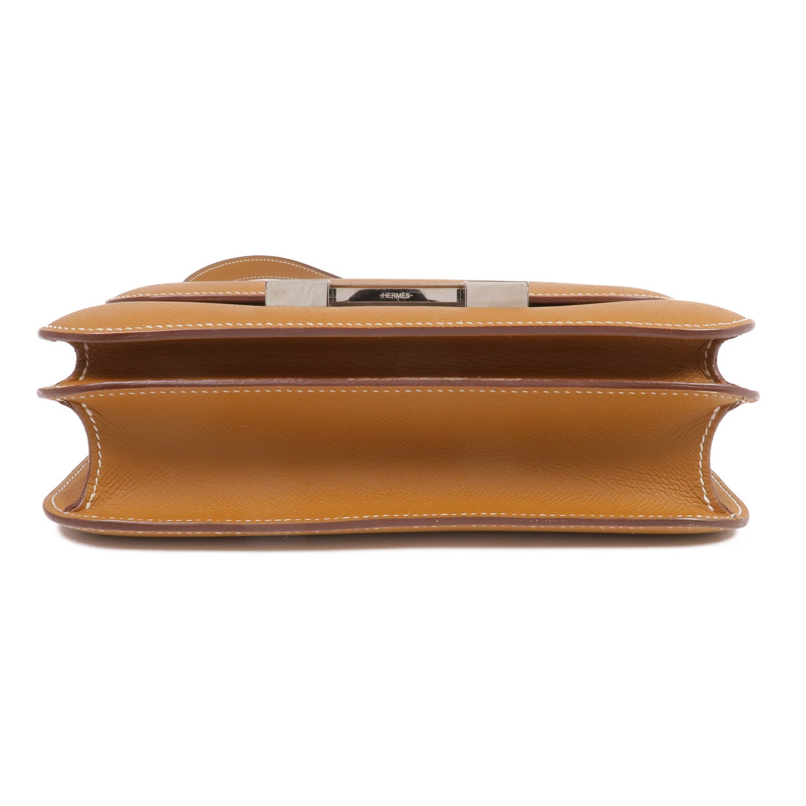 HERMES Epsom皮革Constance 24銀扣肩背袋Gold