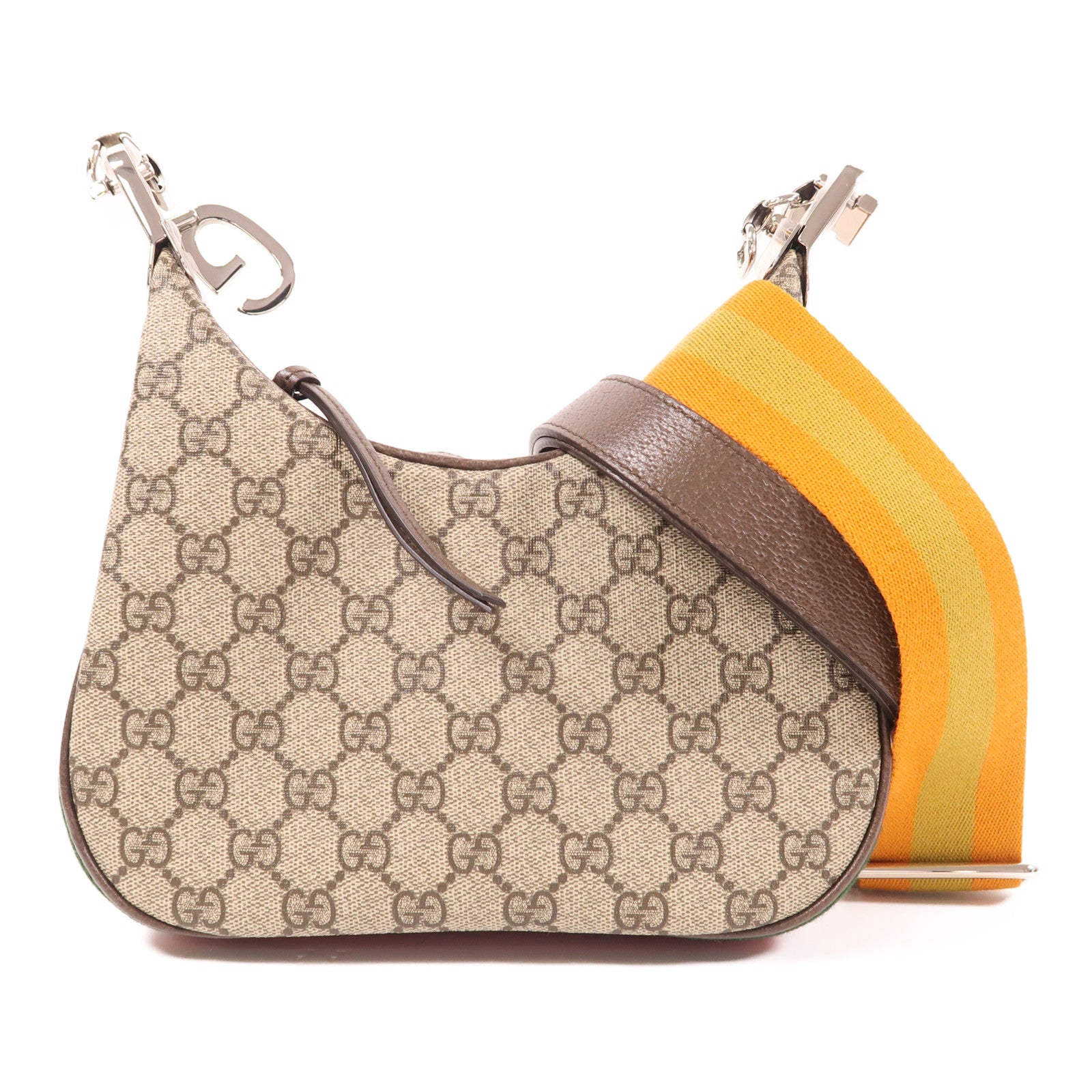 GUCCI 塗層帆布GG Supreme Shoulder Bag銀扣肩背袋