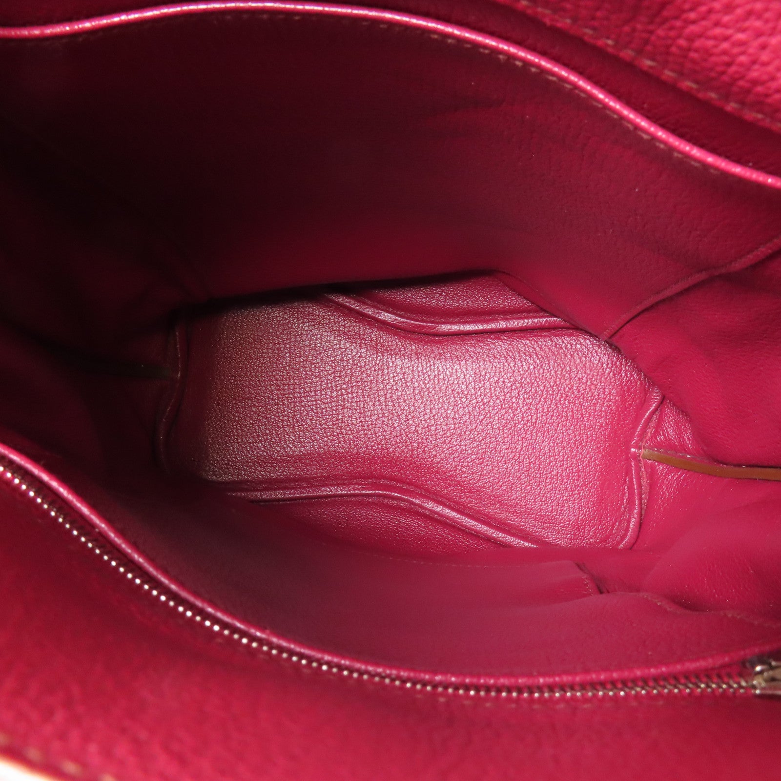 HERMES Togo皮革So Kelly銀扣肩背袋Ruby
