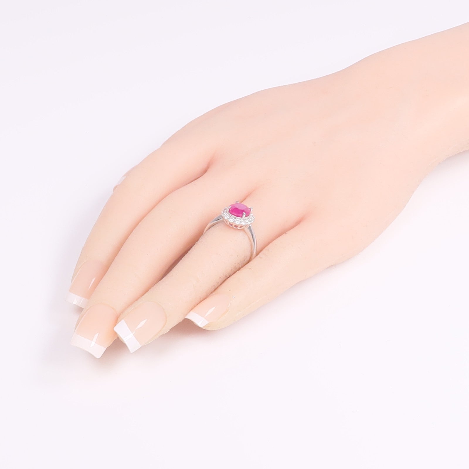 JEWELRY 18K白金Ruby Diamond Ring紅寶石/鑽石戒指US#6