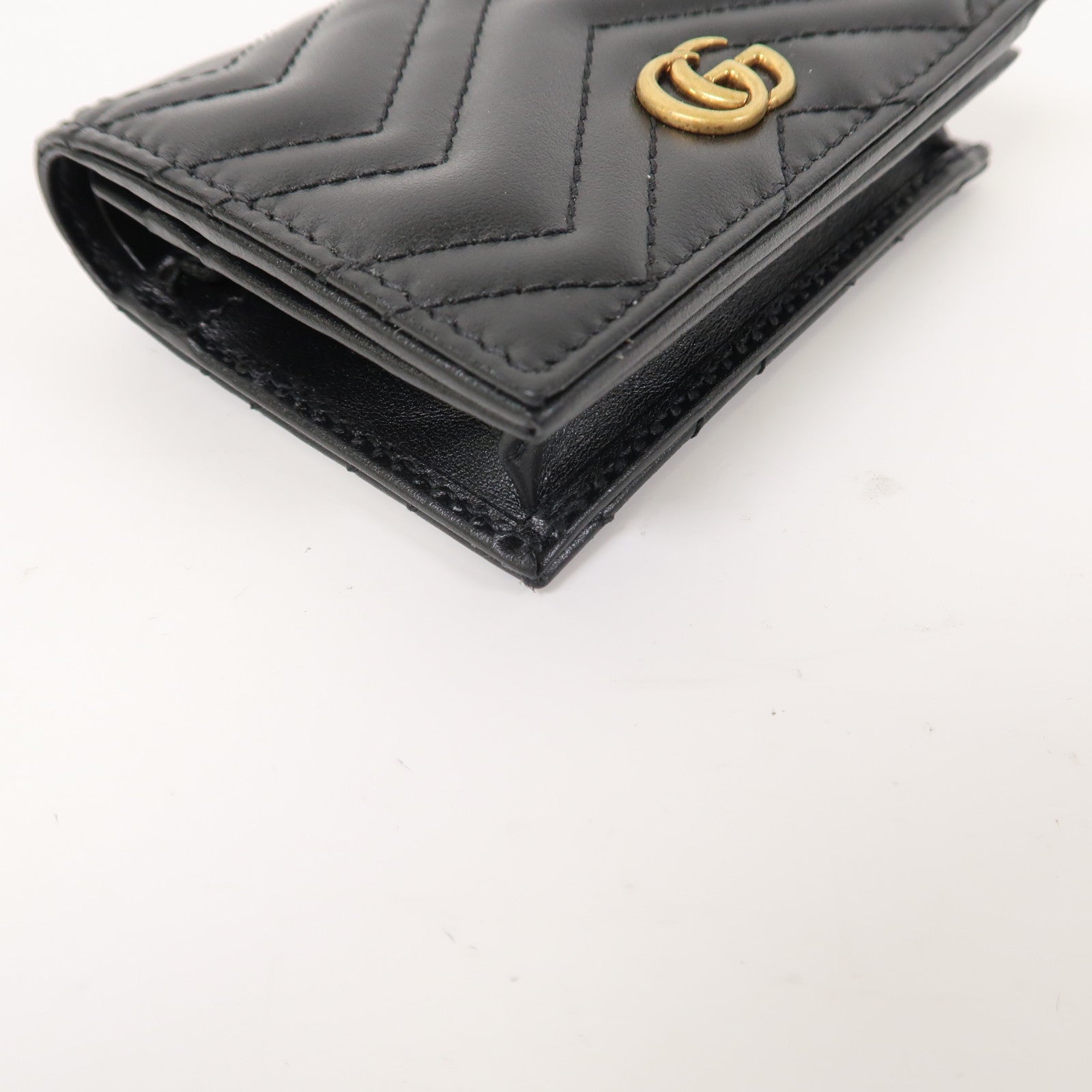 GUCCI 斜紋牛皮皮革Wallet金扣錢包黑色