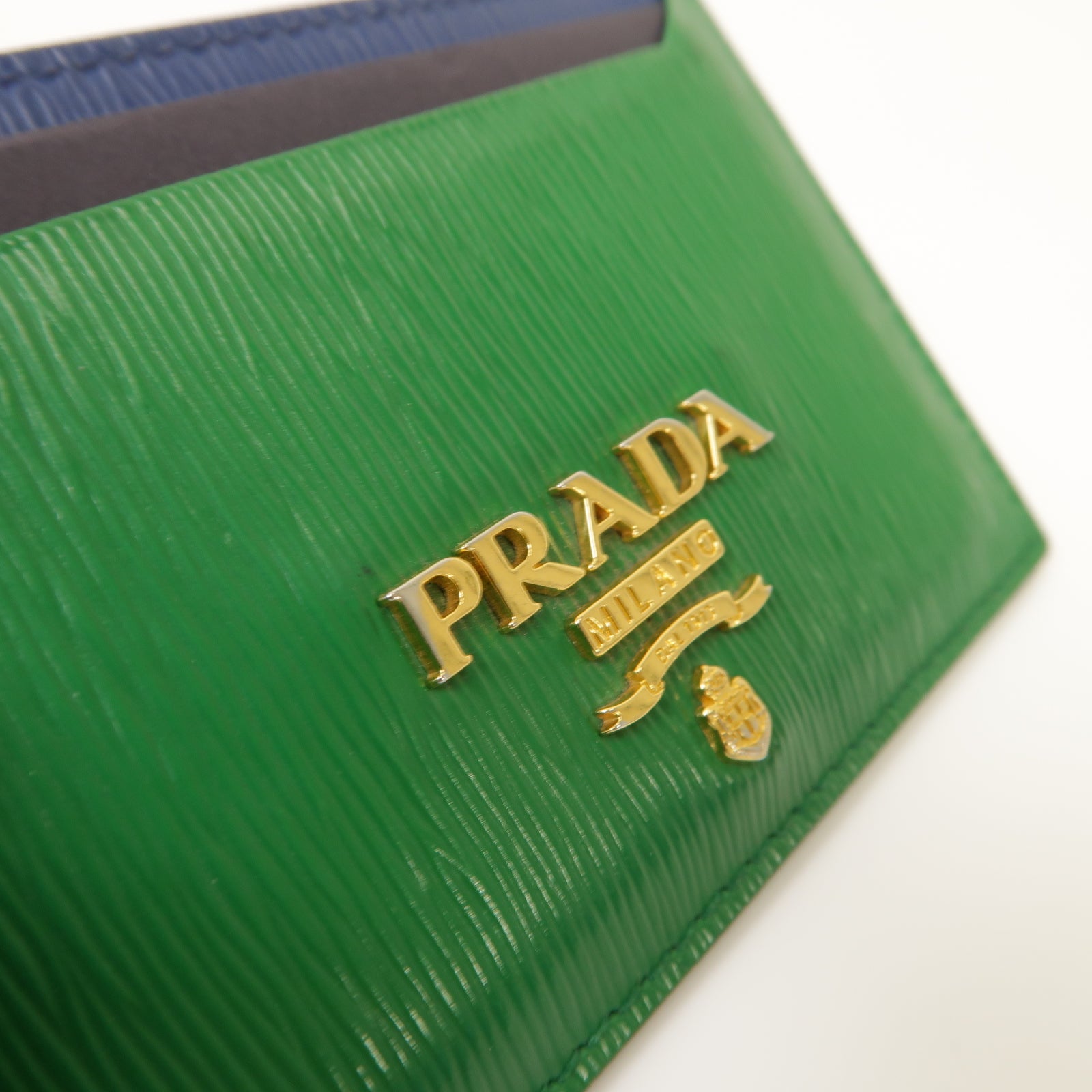 PRADA 皮革Card Case金扣卡片套綠色