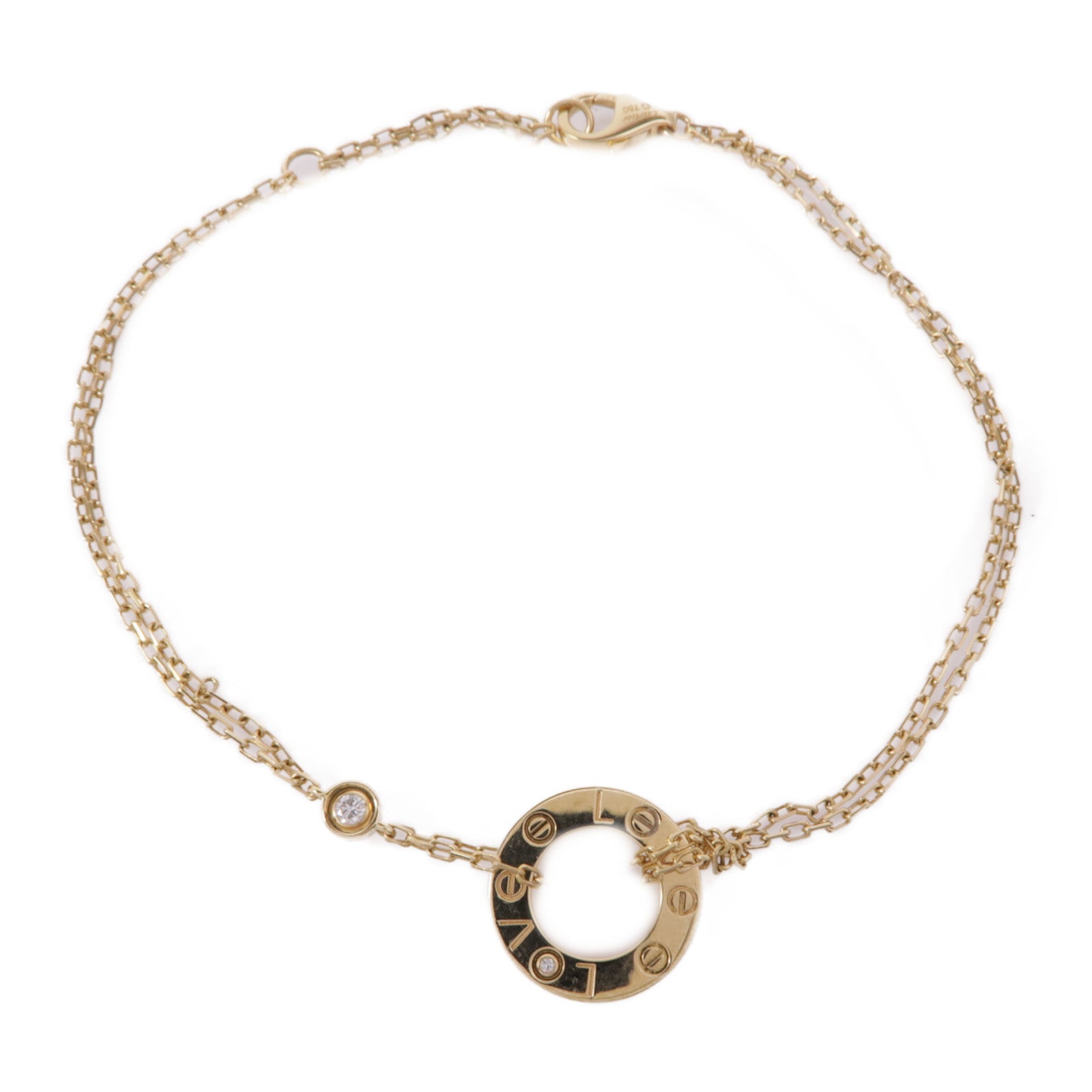 CARTIER 【激減優惠】18K黃金Love Bracelet On Chain 2 Diamonds鑽石手鏈