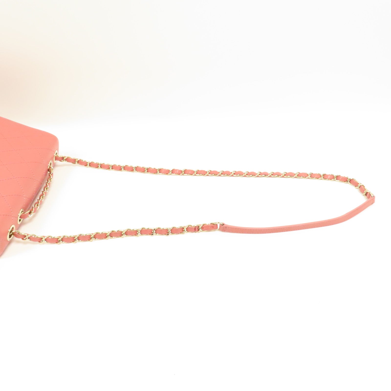CHANEL 【激減優惠】菱格牛皮皮革Chain Shoulder金扣鏈帶肩背袋粉紅色