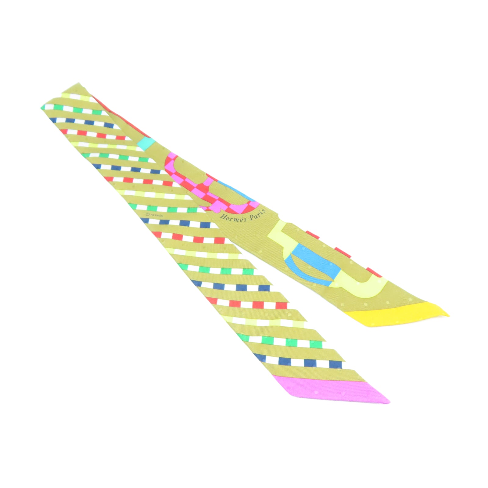 HERMES 【激減優惠】絲質Twilly Scarf絲巾金色