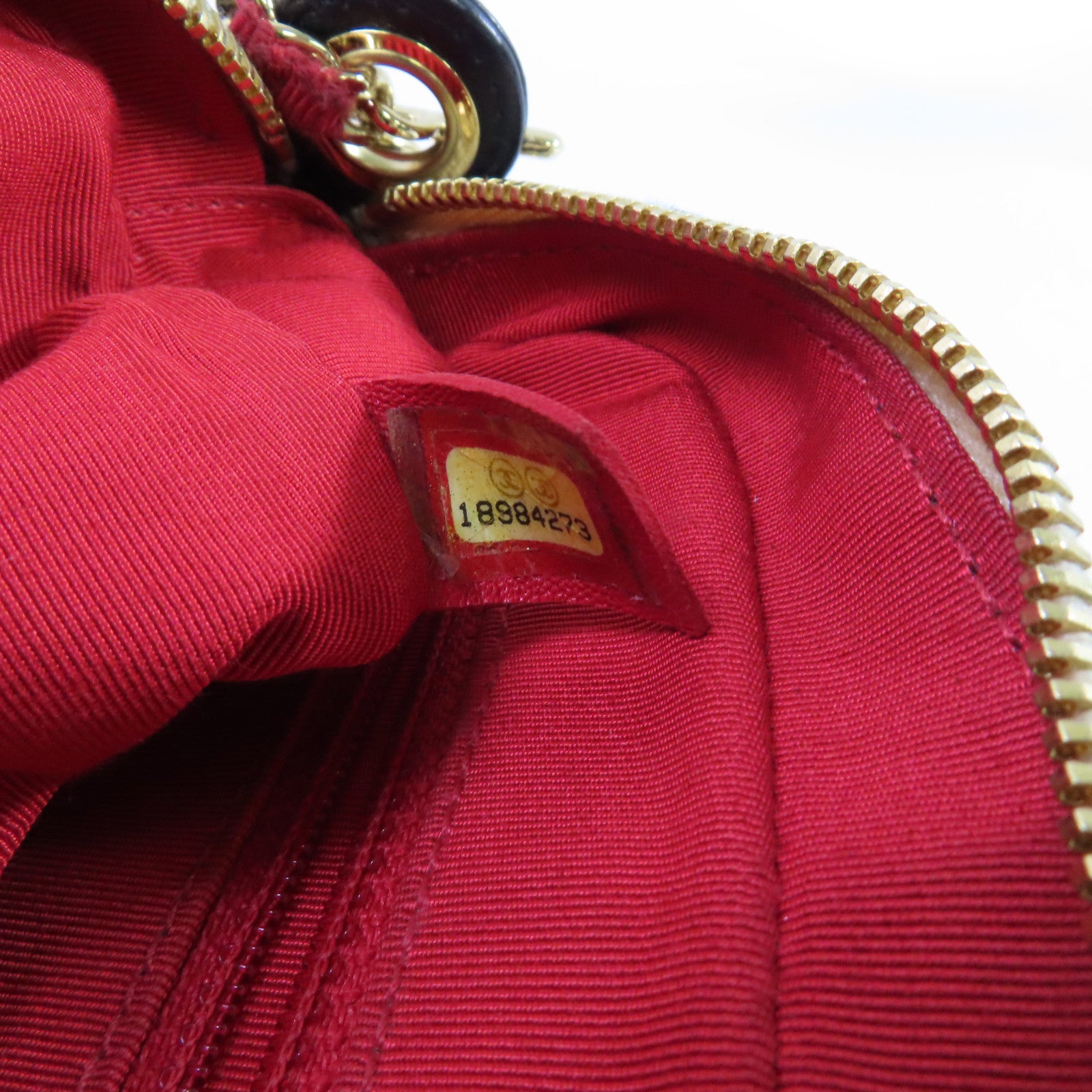 CHANEL 帆布Chain Shoulder Bag金扣鏈帶肩背袋杏色/寶藍色