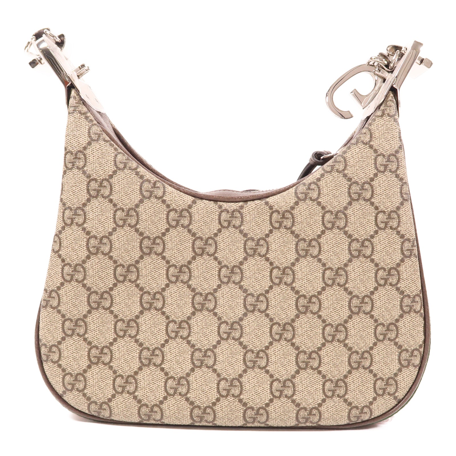 GUCCI 塗層帆布GG Supreme Shoulder Bag銀扣肩背袋