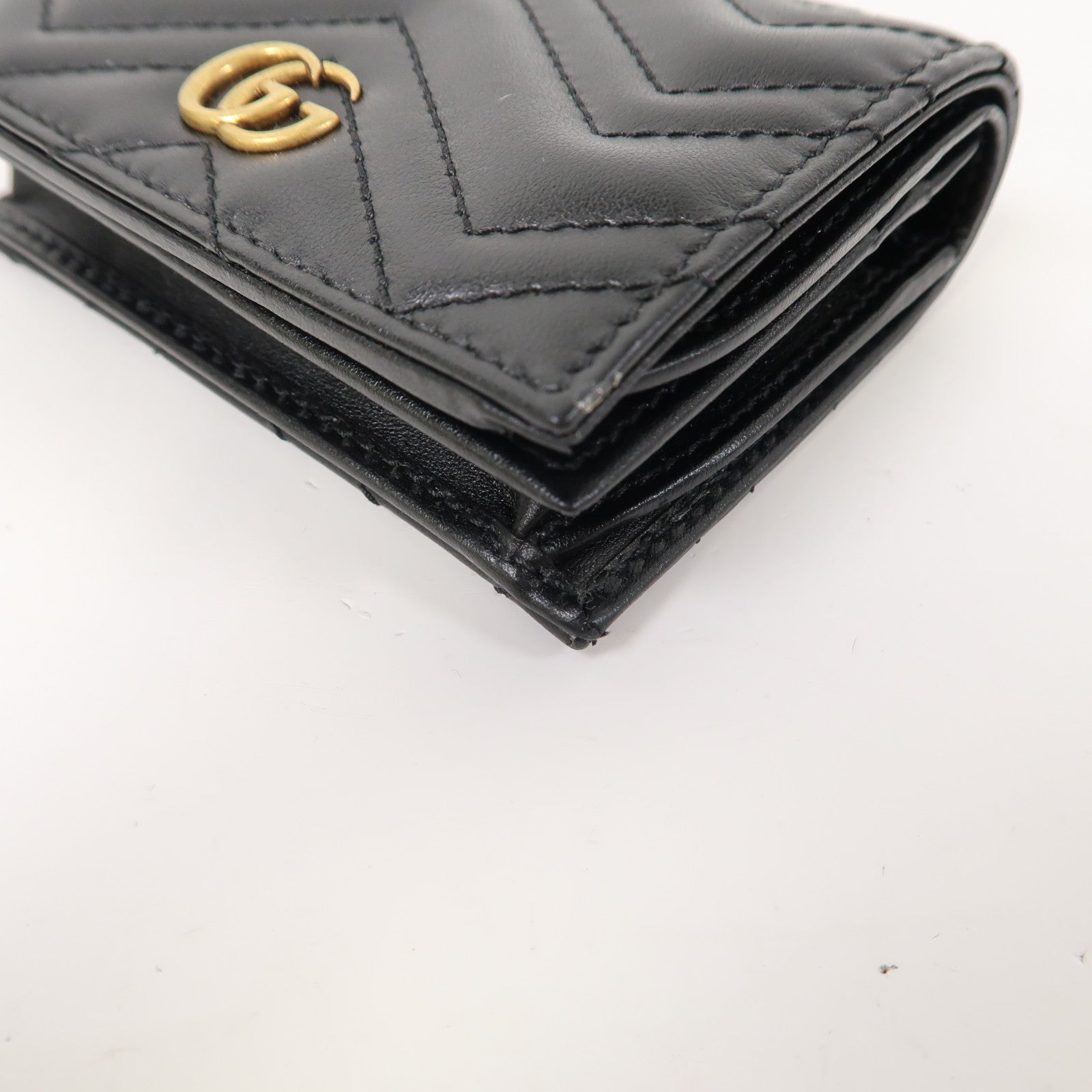 GUCCI 斜紋牛皮皮革Wallet金扣錢包黑色