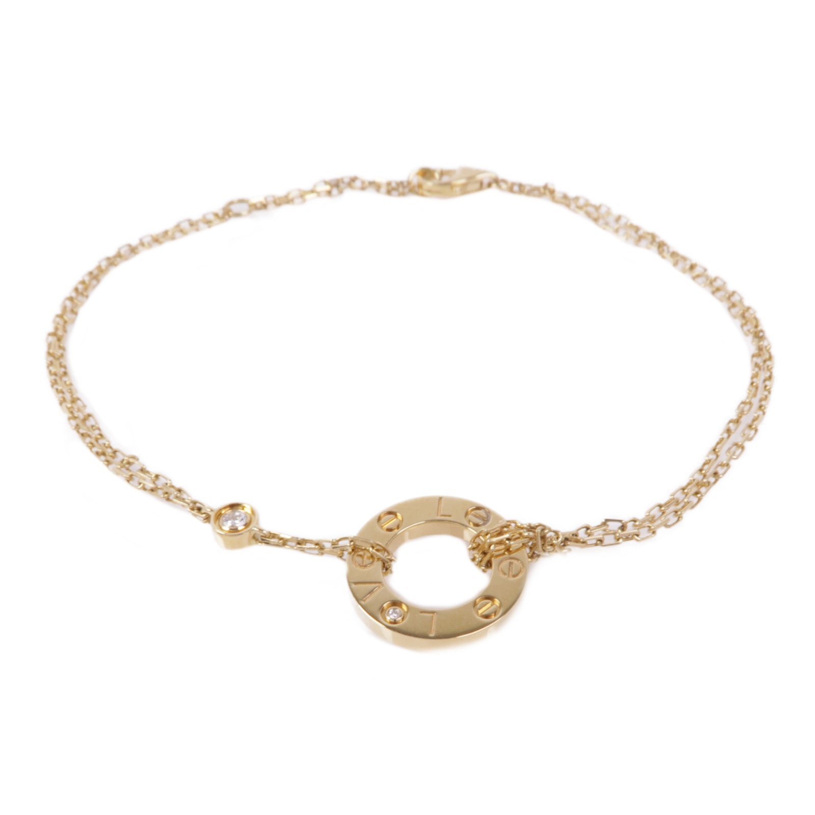 CARTIER 【激減優惠】18K黃金Love Bracelet On Chain 2 Diamonds鑽石手鏈