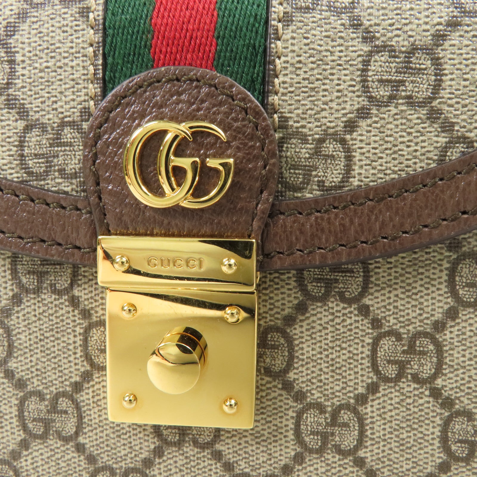 GUCCI 塗層帆布/牛皮皮革Ophidia Mini Top Handle Bag金扣手挽肩背兩用袋